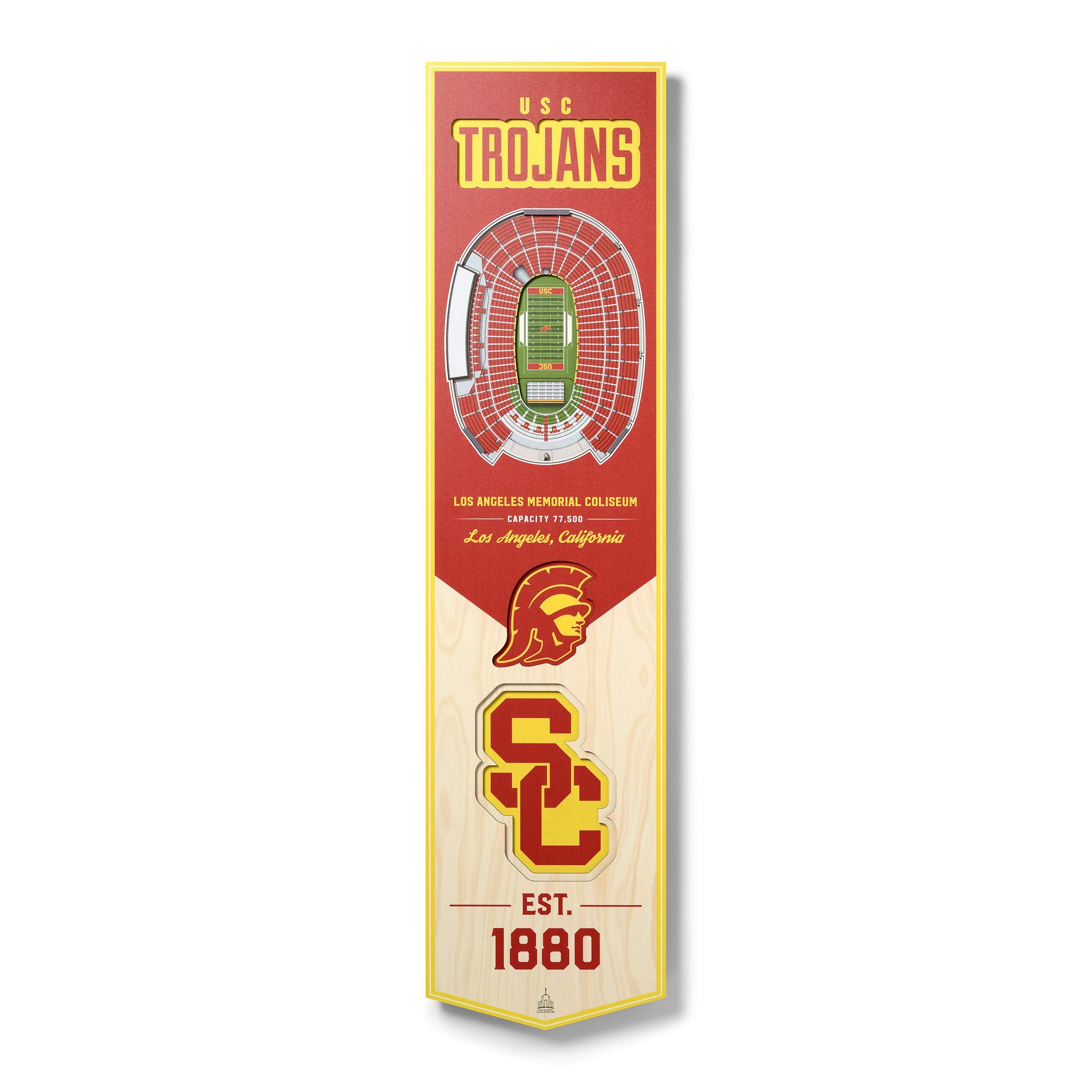 YouTheFan NCAA USC Trojans 3D Stadium 8x32 Banner - Los Angeles Memorial Coliseum - Sports Collectibles, Sports Memorabilia, Sports Fan Shop, Sports Gifts
