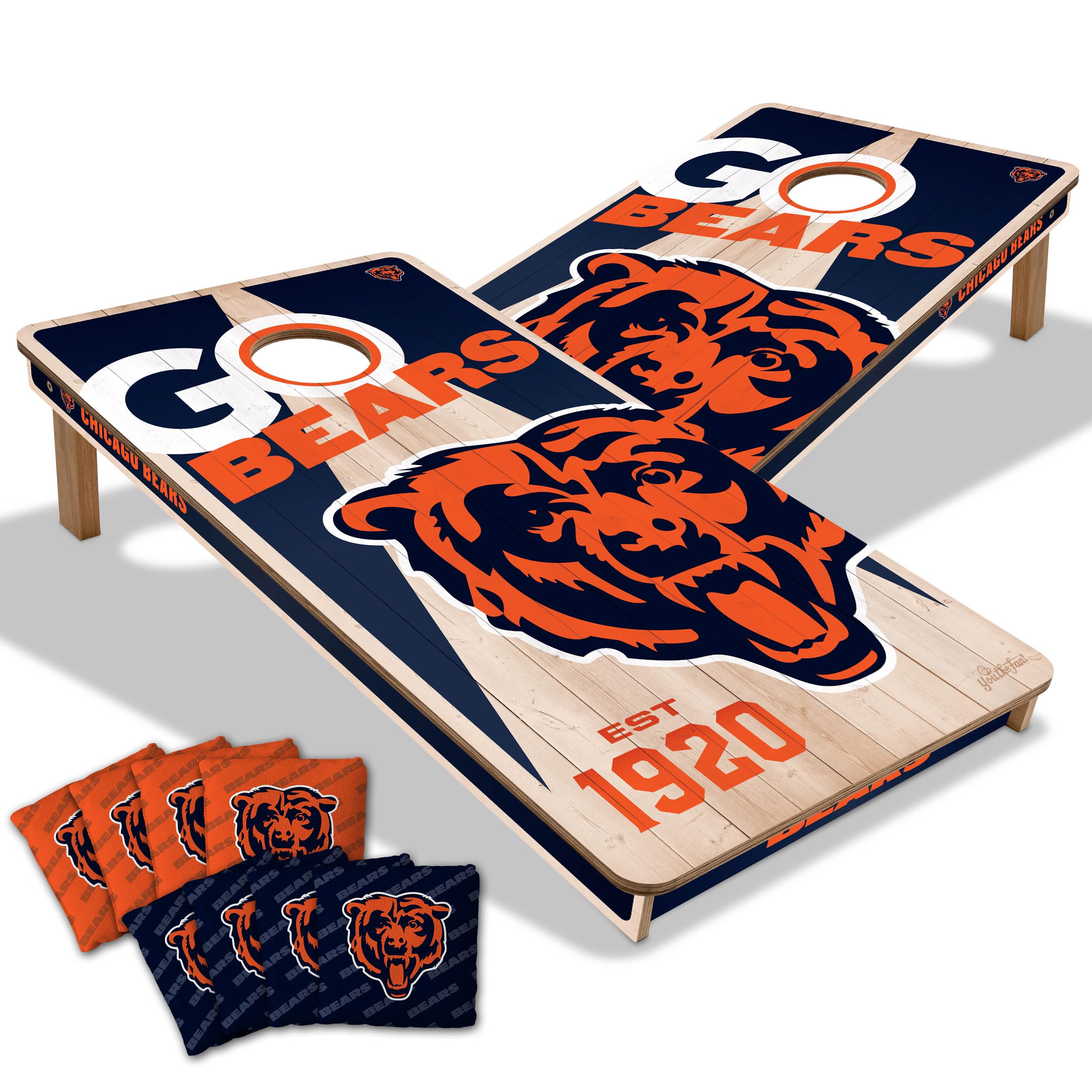 YouTheFan NFL Chicago Bears 2’ x 4’ Professional Wood Cornhole Game with Logo Bags - Sports Collectibles, Sports Memorabilia, Sports Fan Shop, Sports Gifts