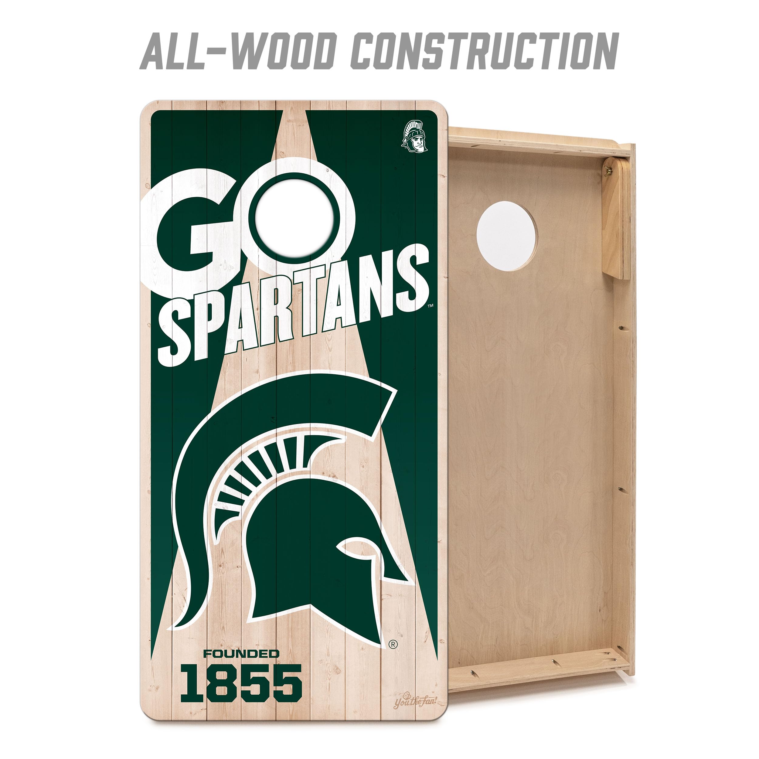 YouTheFan NCAA Michigan State Spartans 2’ x 4’ Professional Wood Cornhole Game with Logo Bags - Sports Collectibles, Sports Memorabilia, Sports Fan Shop, Sports Gifts
