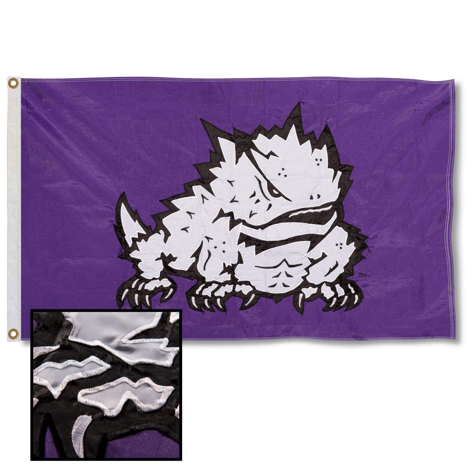 College Flags & Banners Co. Texas Christian Horned Frogs Embroidered and Stitched Nylon Flag - Sports Collectibles, Sports Memorabilia, Sports Fan Shop, Sports Gifts