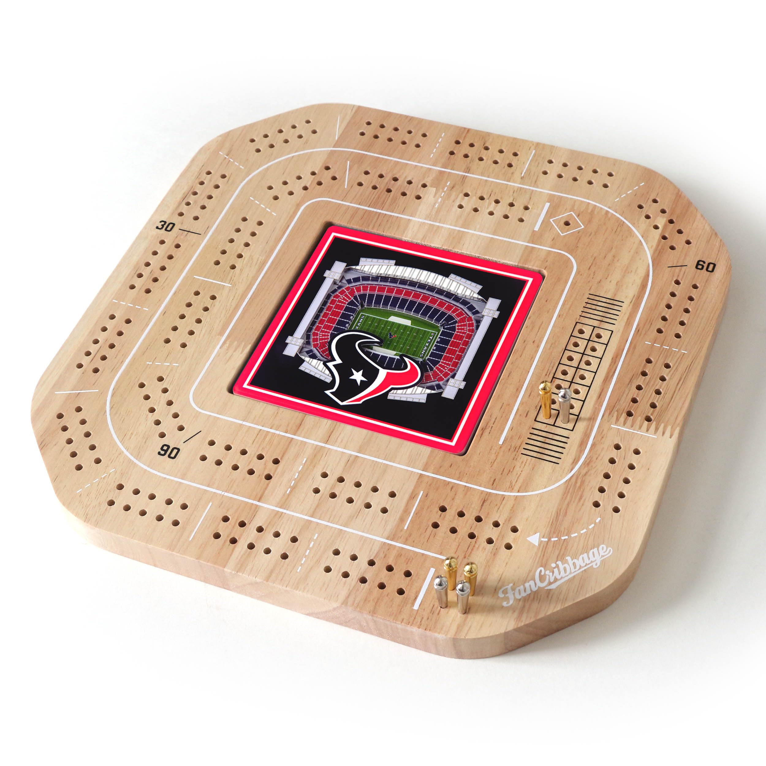 YouTheFan NFL Houston Texans Licensed Fan Cribbage Wood Board Game - Sports Collectibles, Sports Memorabilia, Sports Fan Shop, Sports Gifts