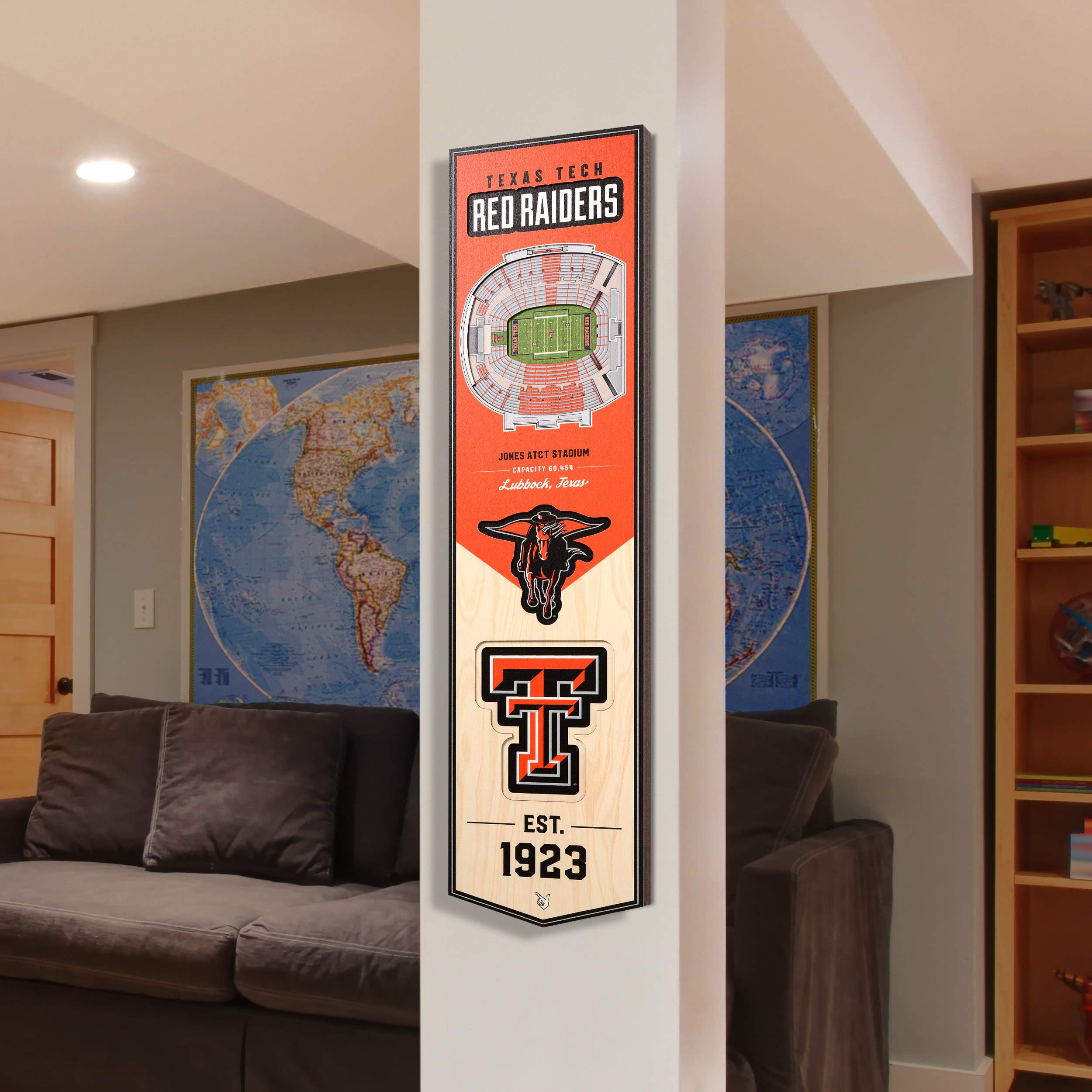 YouTheFan NCAA Texas Tech Red Raiders 3D Stadium 8x32 Banner - Jones AT&T Stadium - Sports Collectibles, Sports Memorabilia, Sports Fan Shop, Sports Gifts