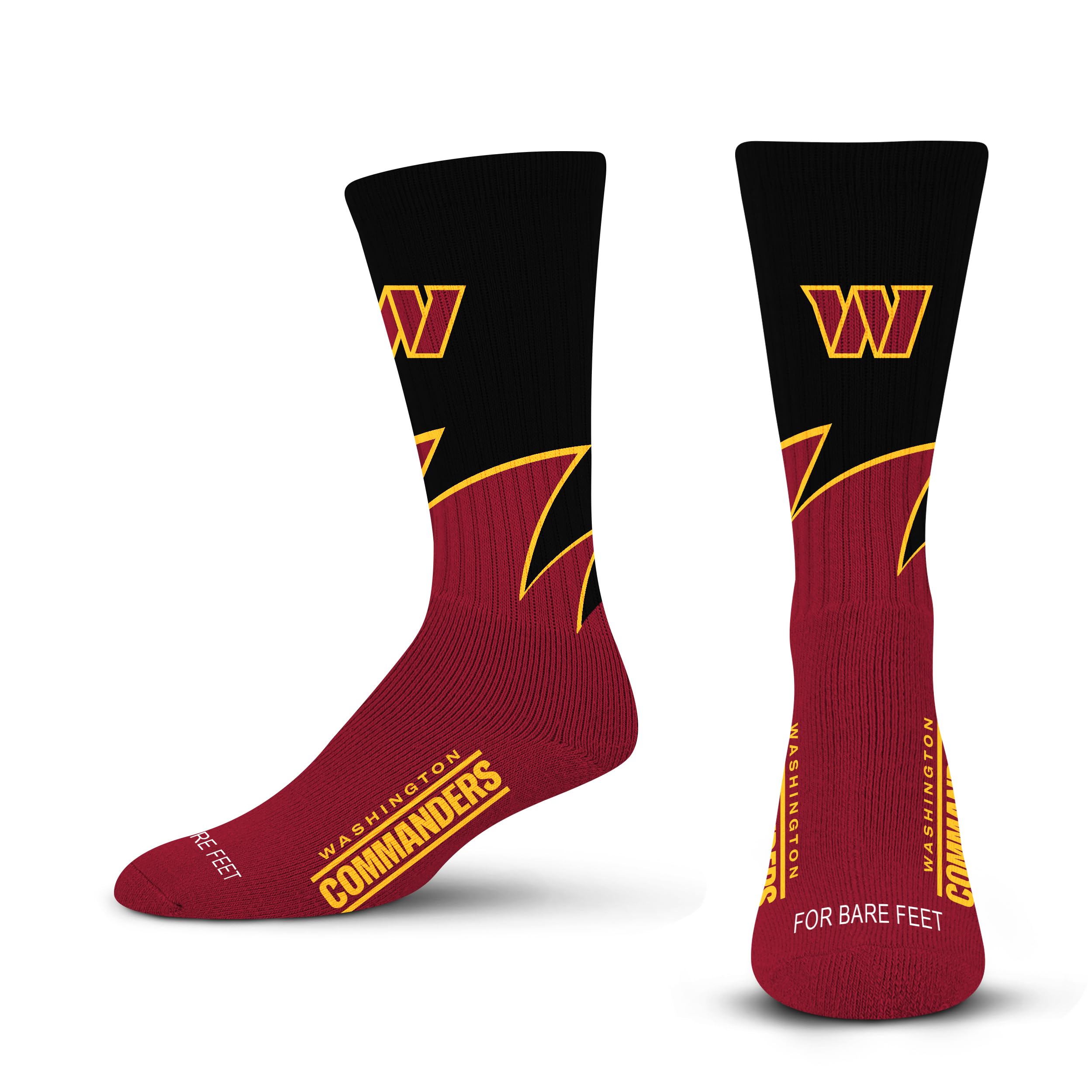 For Bare Feet NFL WASHINGTON COMMANDERS Black Wave Crew Sock Team Color YOUTH - Sports Gifts, Sports Memorabilia, Sports Collectibles, Fan Shop