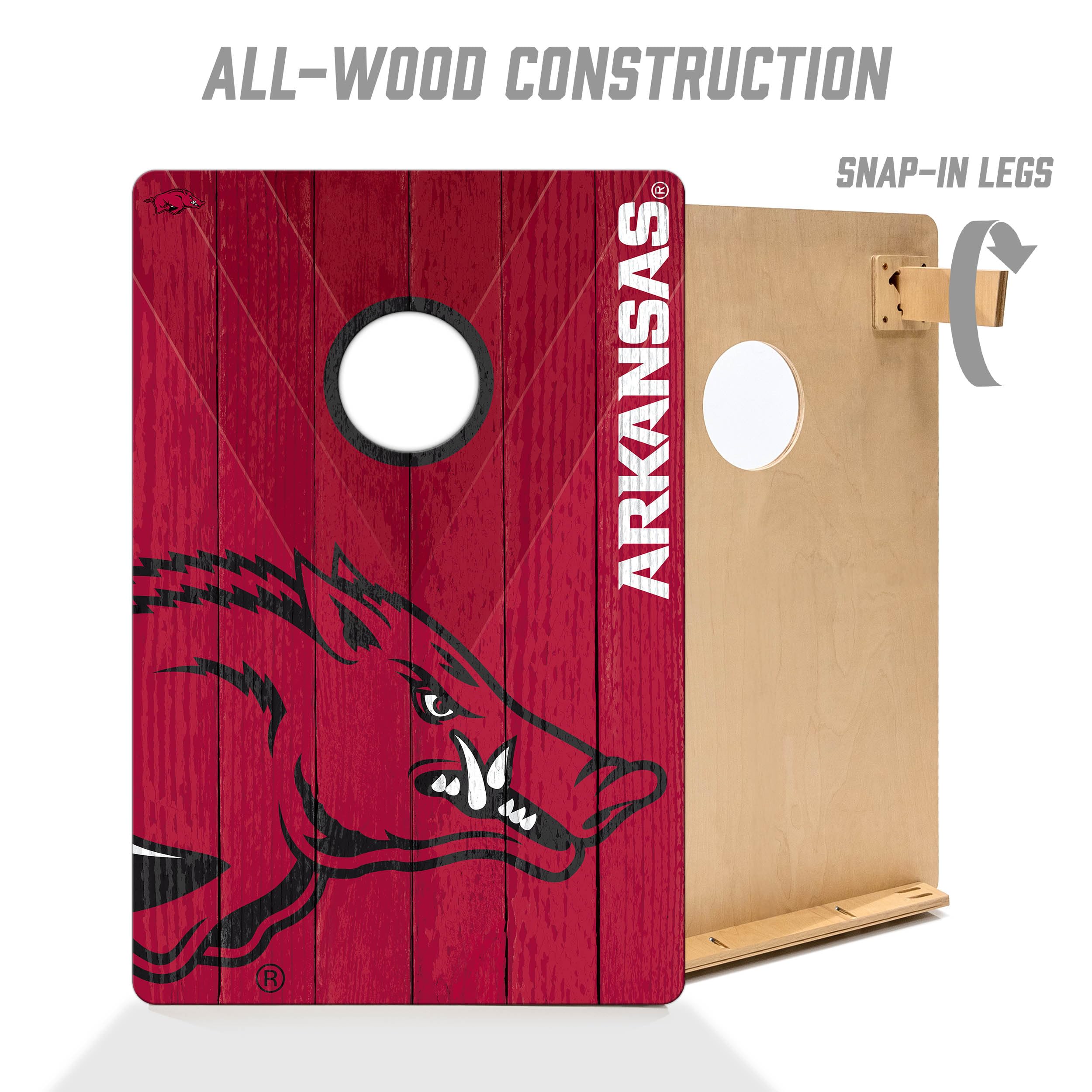 YouTheFan NCAA Arkansas Razorbacks 2’ x 3’ Wood Cornhole Game with Logo Bags - Sports Collectibles, Sports Memorabilia, Sports Fan Shop, Sports Gifts