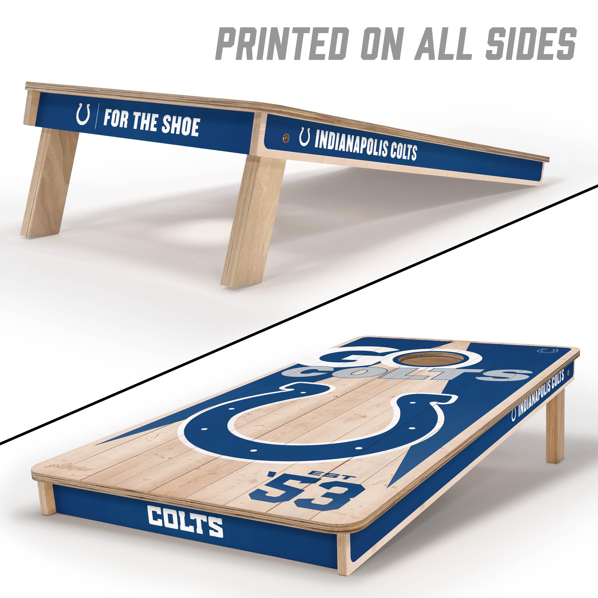 YouTheFan NFL Indianapolis Colts 2’ x 4’ Professional Wood Cornhole Game with Logo Bags - Sports Collectibles, Sports Memorabilia, Sports Fan Shop, Sports Gifts