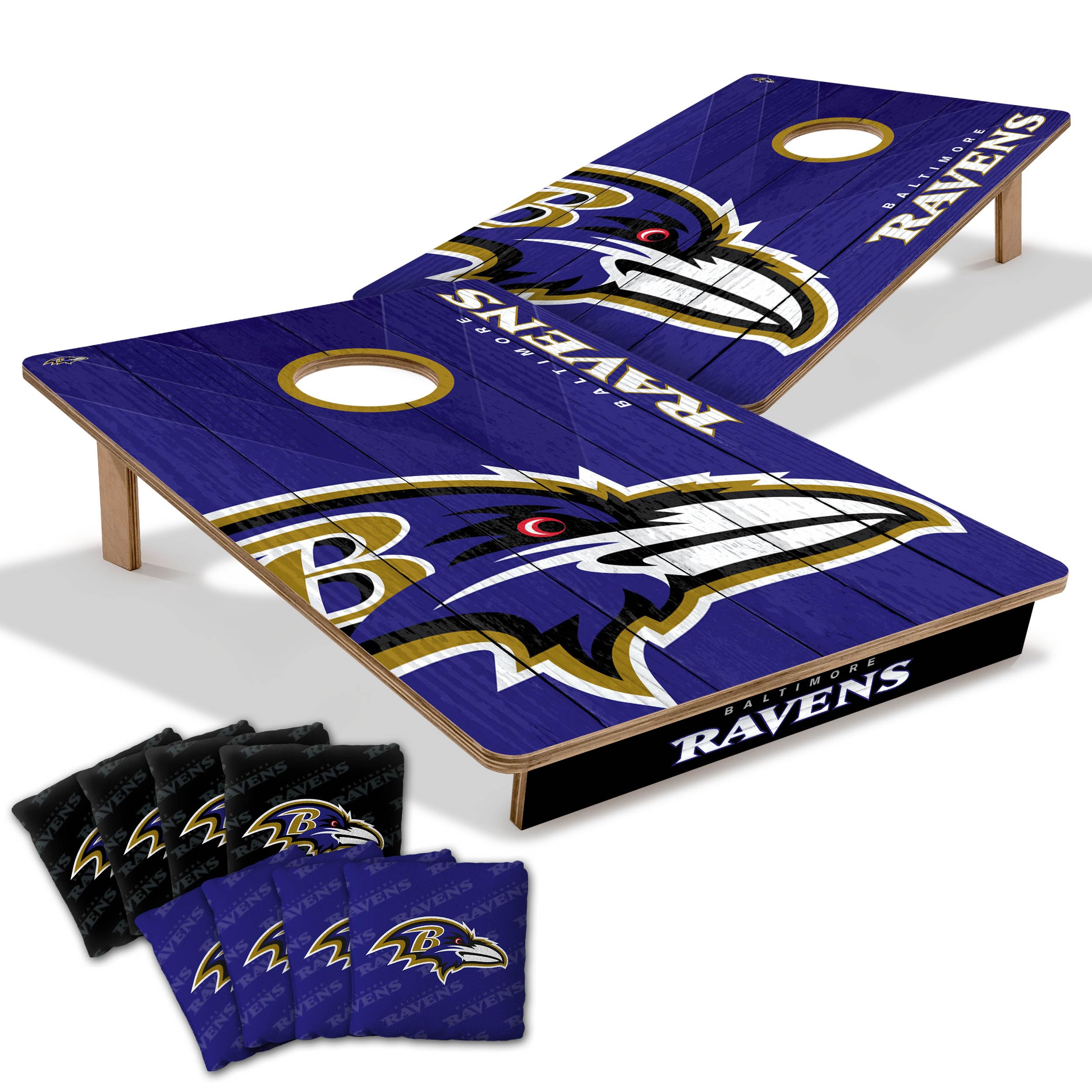 YouTheFan NFL Baltimore Ravens 2’ x 3’ Wood Cornhole Game with Logo Bags - Sports Collectibles, Sports Memorabilia, Sports Fan Shop, Sports Gifts