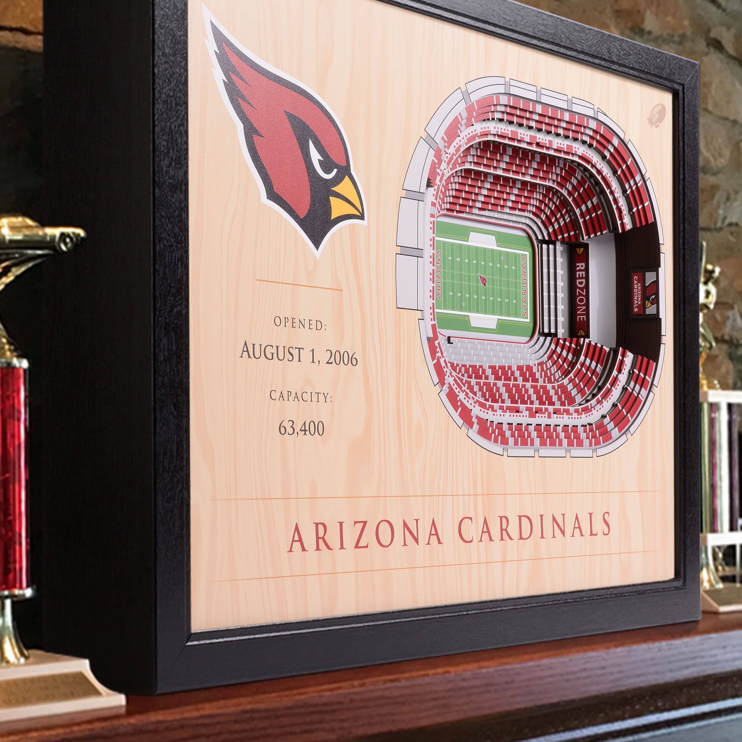 NFL Arizona Cardinals 25-Layer StadiumView 3D Wall Art, YouTheFan , 25.5" x 19.5" x 3.5" - Sports Collectibles, Sports Memorabilia, Sports Fan Shop, Sports Gifts
