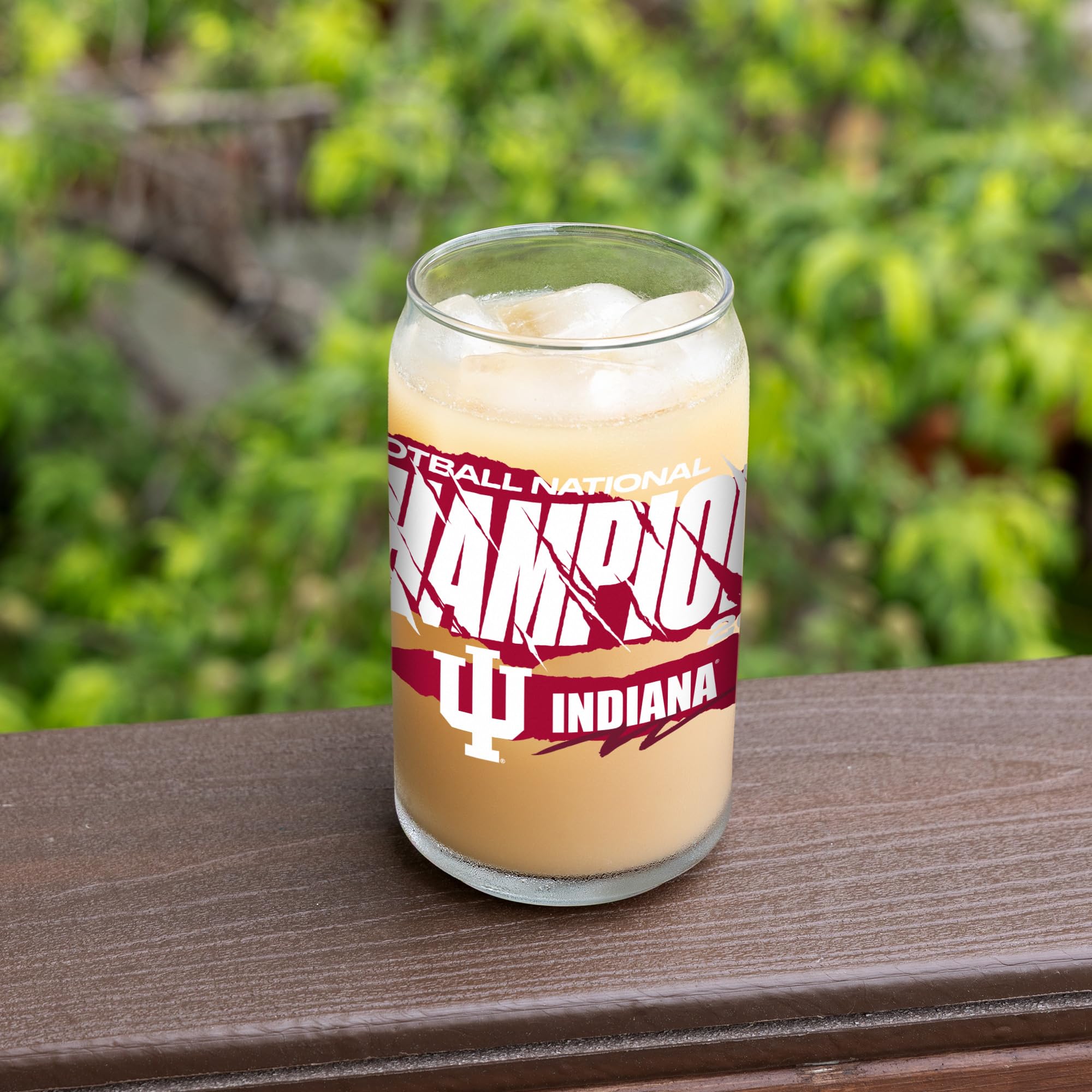 Rico Industries NCAA Indiana Hoosiers 2026 Football National Champions 16-oz Can Shaped Glass - Sports Gifts, Sports Memorabilia, Sports Collectibles, Fan Shop