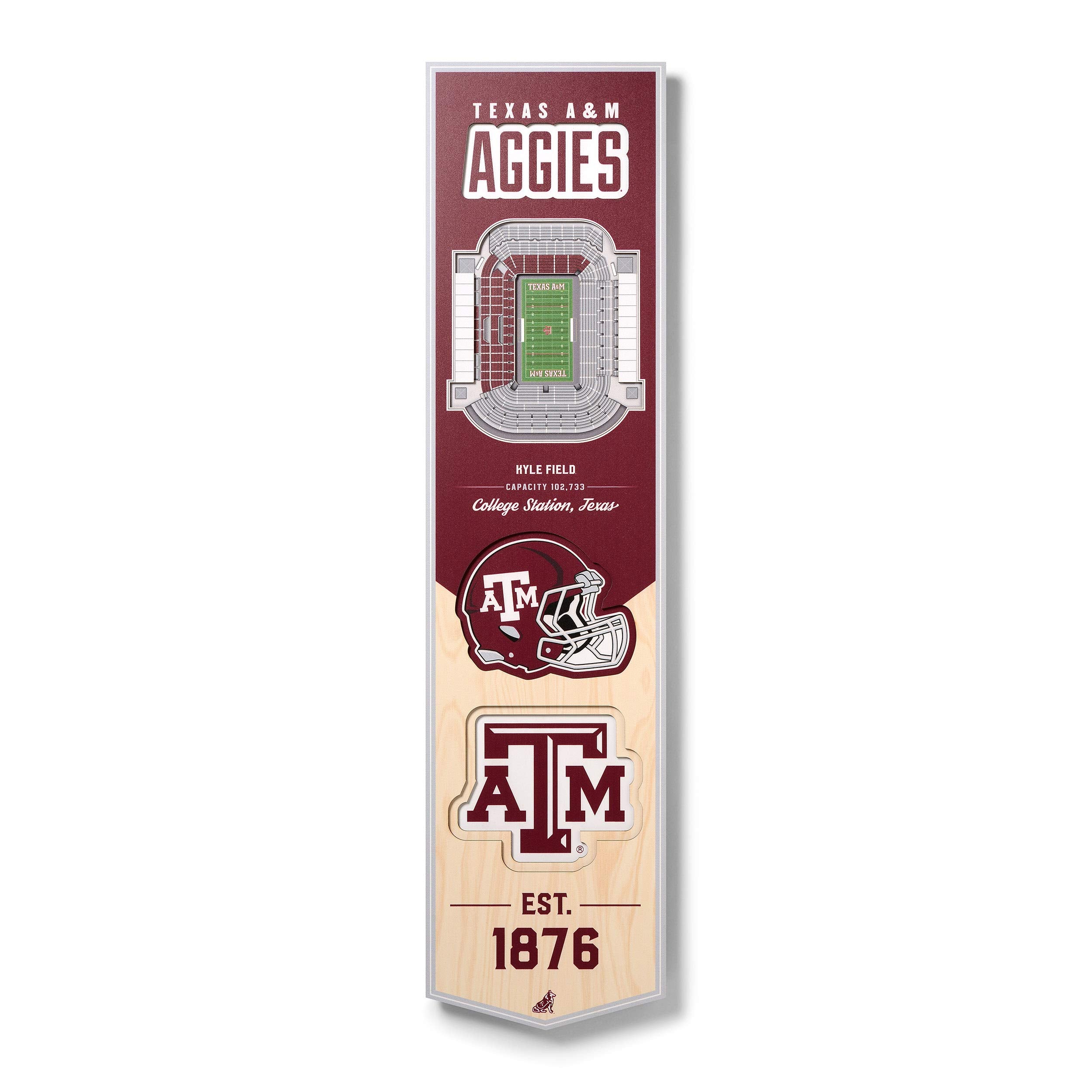 YouTheFan NCAA Texas A&M Aggies 3D Stadium 8x32 Banner - Kyle Field - Sports Collectibles, Sports Memorabilia, Sports Fan Shop, Sports Gifts