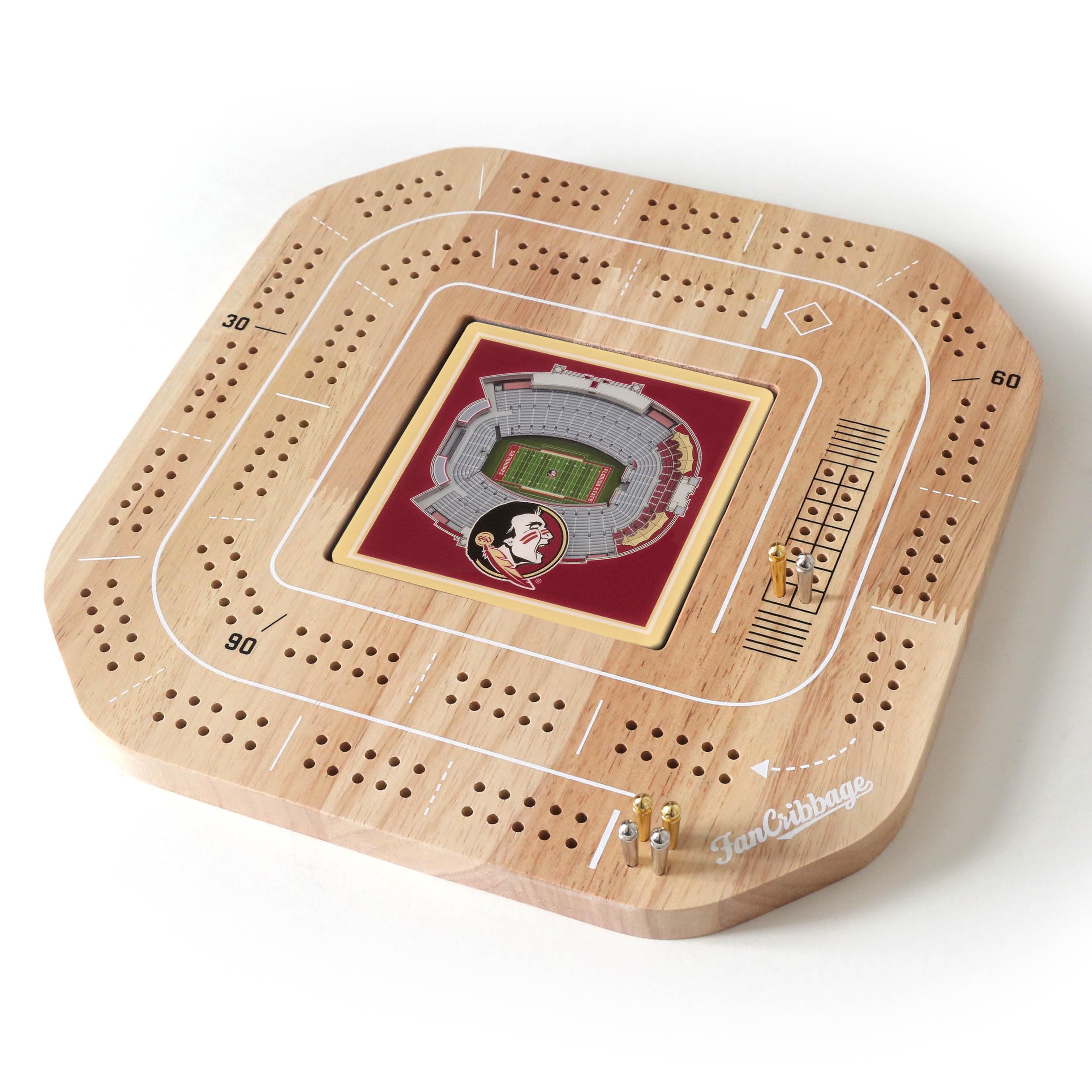 YouTheFan NCAA Florida State Seminoles Licensed Fan Cribbage Wood Board Game - Sports Collectibles, Sports Memorabilia, Sports Fan Shop, Sports Gifts