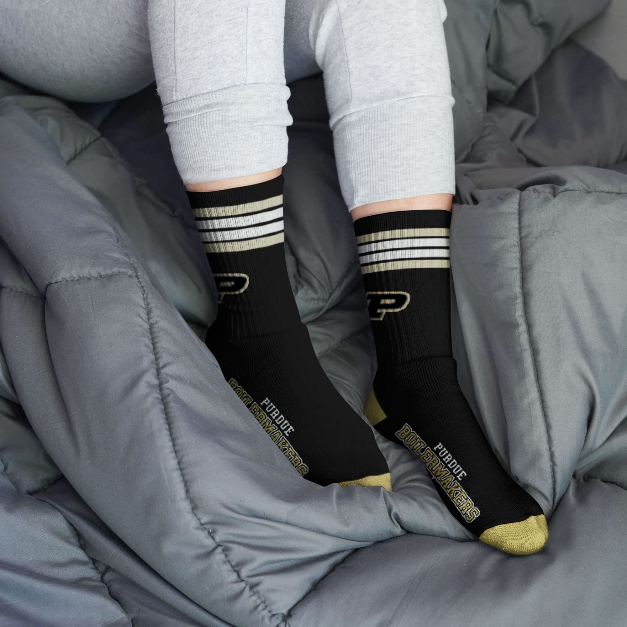 For Bare Feet NCAA Purdue Boilermakers 4 Stripe Deuce Crew Sock Team Color MEDIUM - Sports Gifts, Sports Memorabilia, Sports Collectibles, Fan Shop