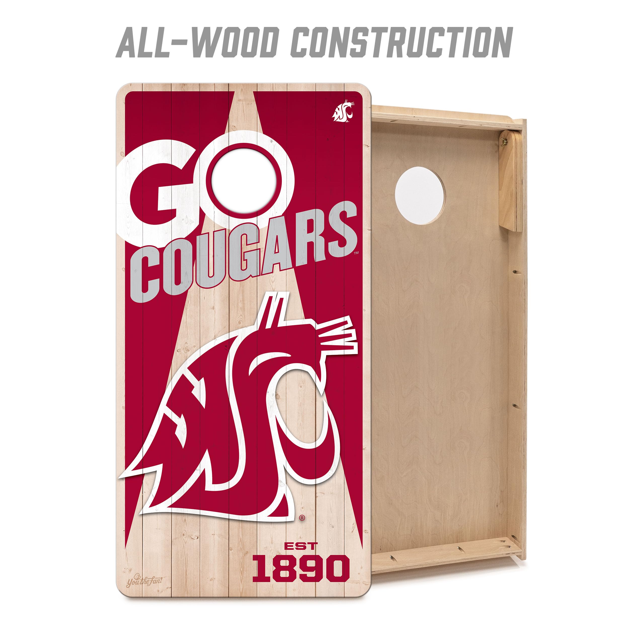 YouTheFan NCAA Washington State Cougars 2’ x 4’ Professional Wood Cornhole Game with Logo Bags - Sports Collectibles, Sports Memorabilia, Sports Fan Shop, Sports Gifts