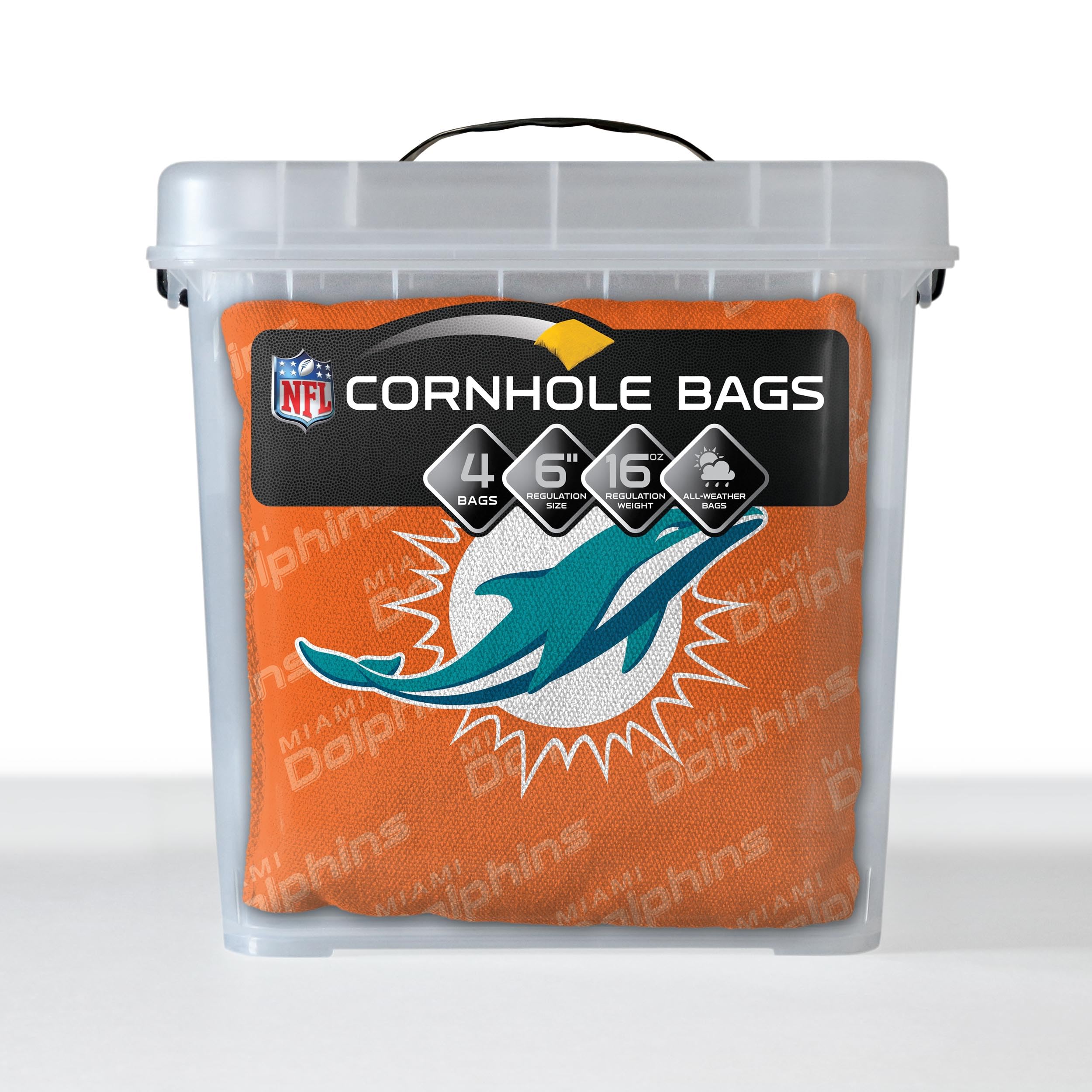 YouTheFan NFL Miami Dolphins Cornhole Bags - 4PK - Orange - Sports Collectibles, Sports Memorabilia, Sports Fan Shop, Sports Gifts