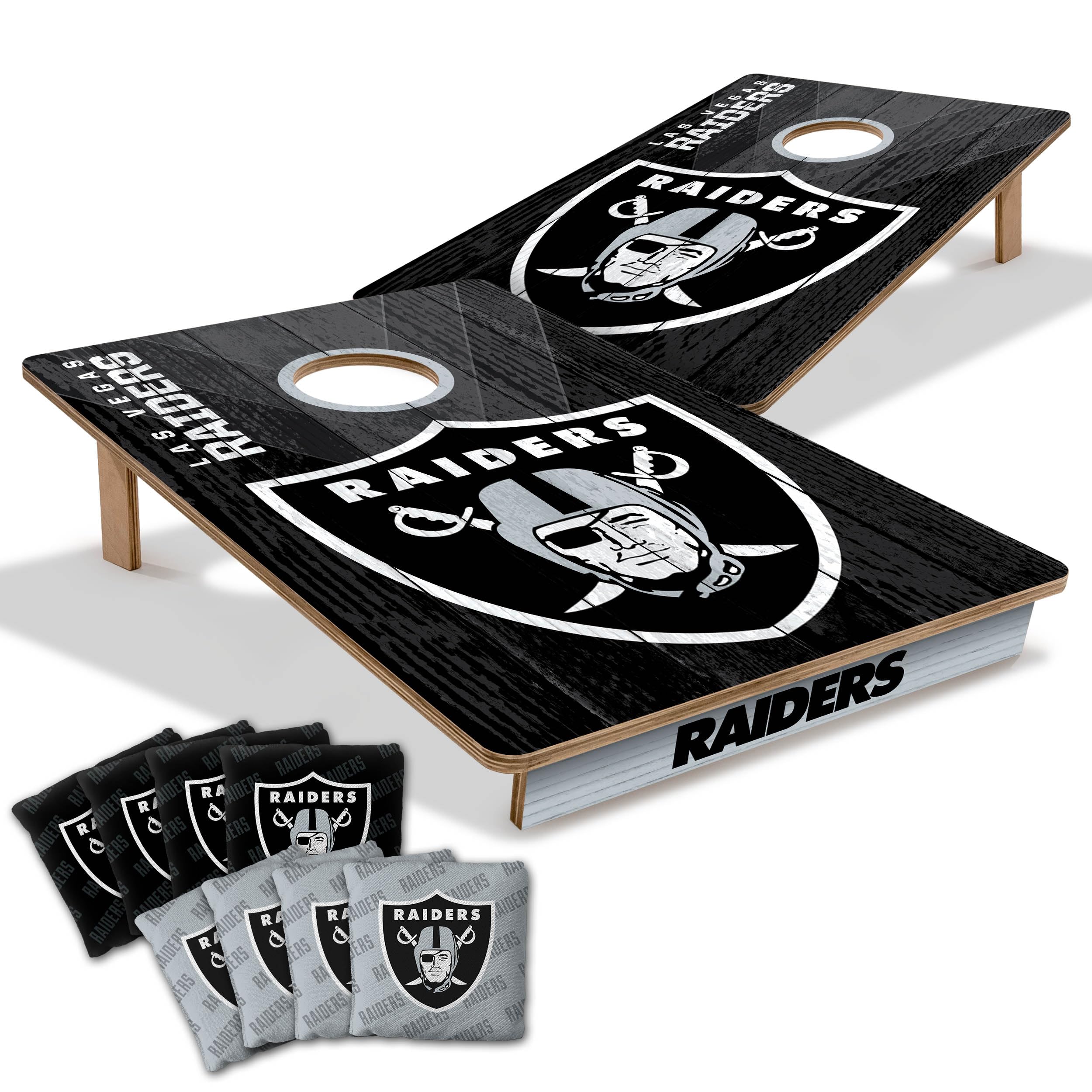YouTheFan NFL Las Vegas Raiders 2’ x 3’ Wood Cornhole Game with Logo Bags - Sports Collectibles, Sports Memorabilia, Sports Fan Shop, Sports Gifts
