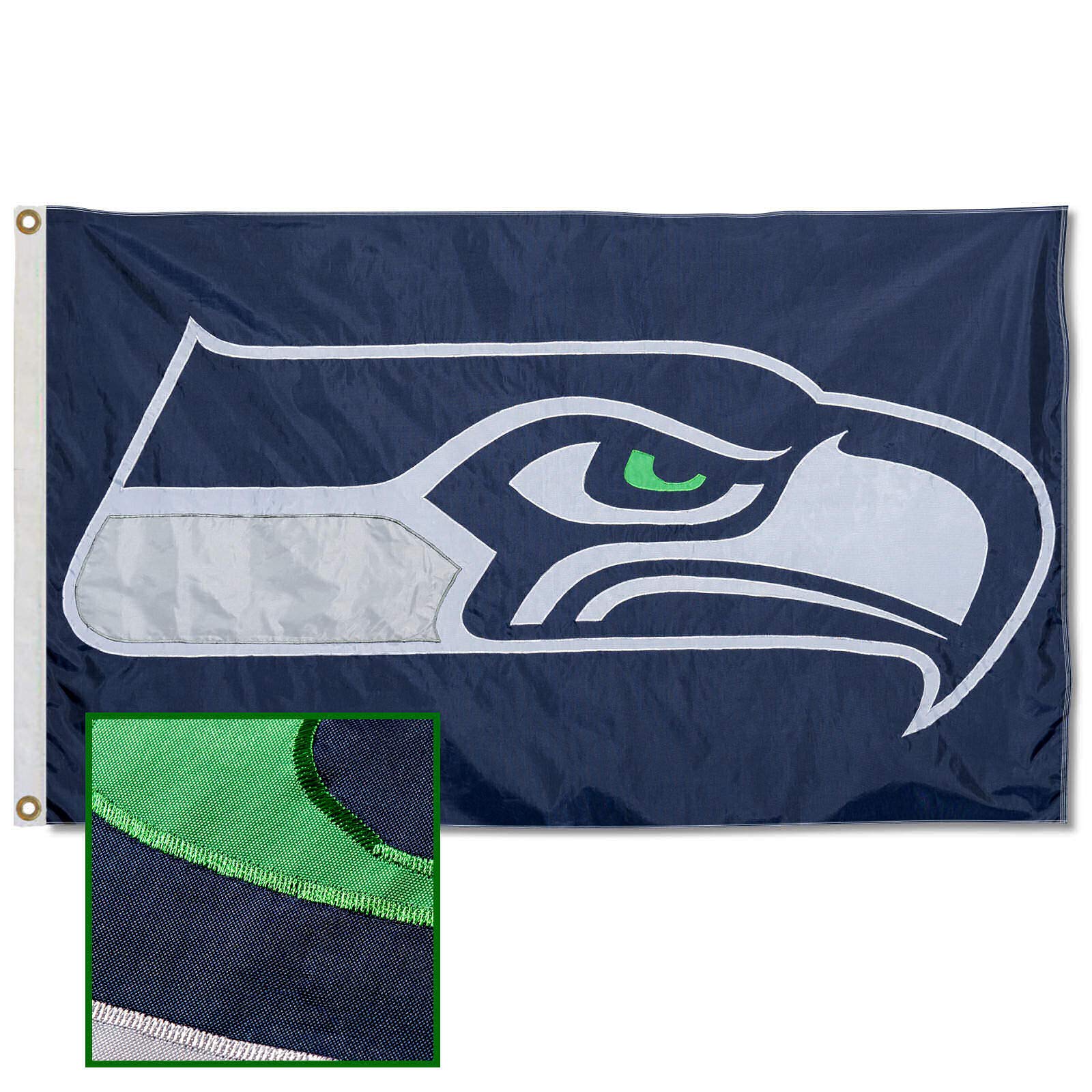 WinCraft Seattle Seahawks Embroidered Nylon Flag - Sports Collectibles, Sports Memorabilia, Sports Fan Shop, Sports Gifts