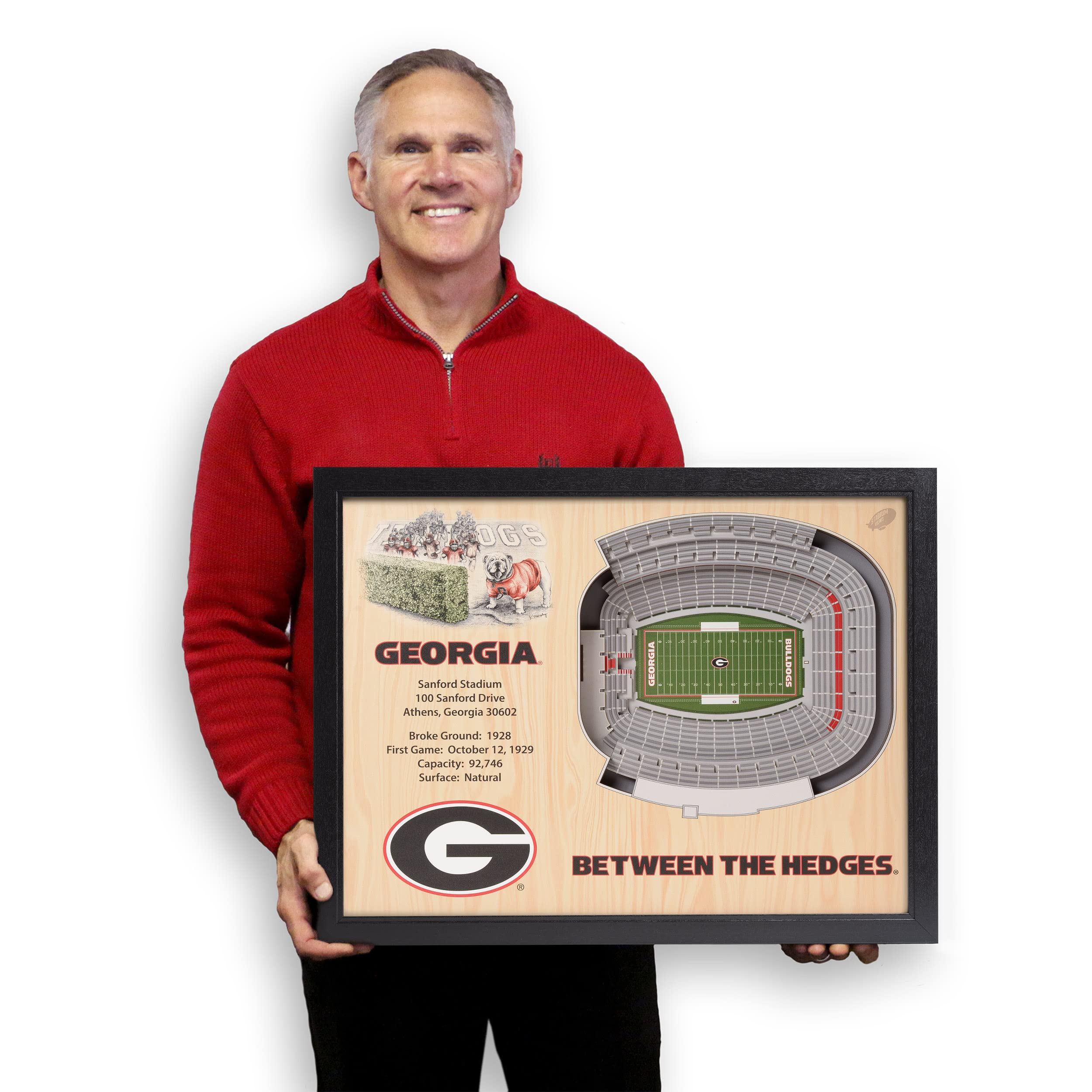 NCAA Georgia Bulldogs 25-Layer StadiumView 3D Wall Art, YouTheFan , 25.5 x 3.5 x 19.5 Inches,Brown - Sports Collectibles, Sports Memorabilia, Sports Fan Shop, Sports Gifts