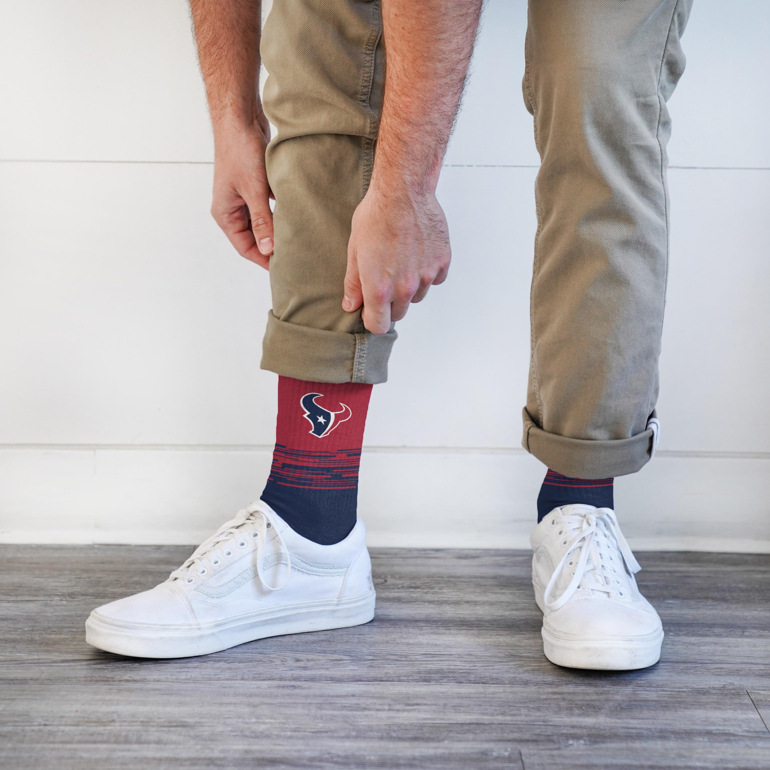 For Bare Feet NFL HOUSTON TEXANS Elevate Premium Dress Crew Sock Team Color Large - Sports Gifts, Sports Memorabilia, Sports Collectibles, Fan Shop