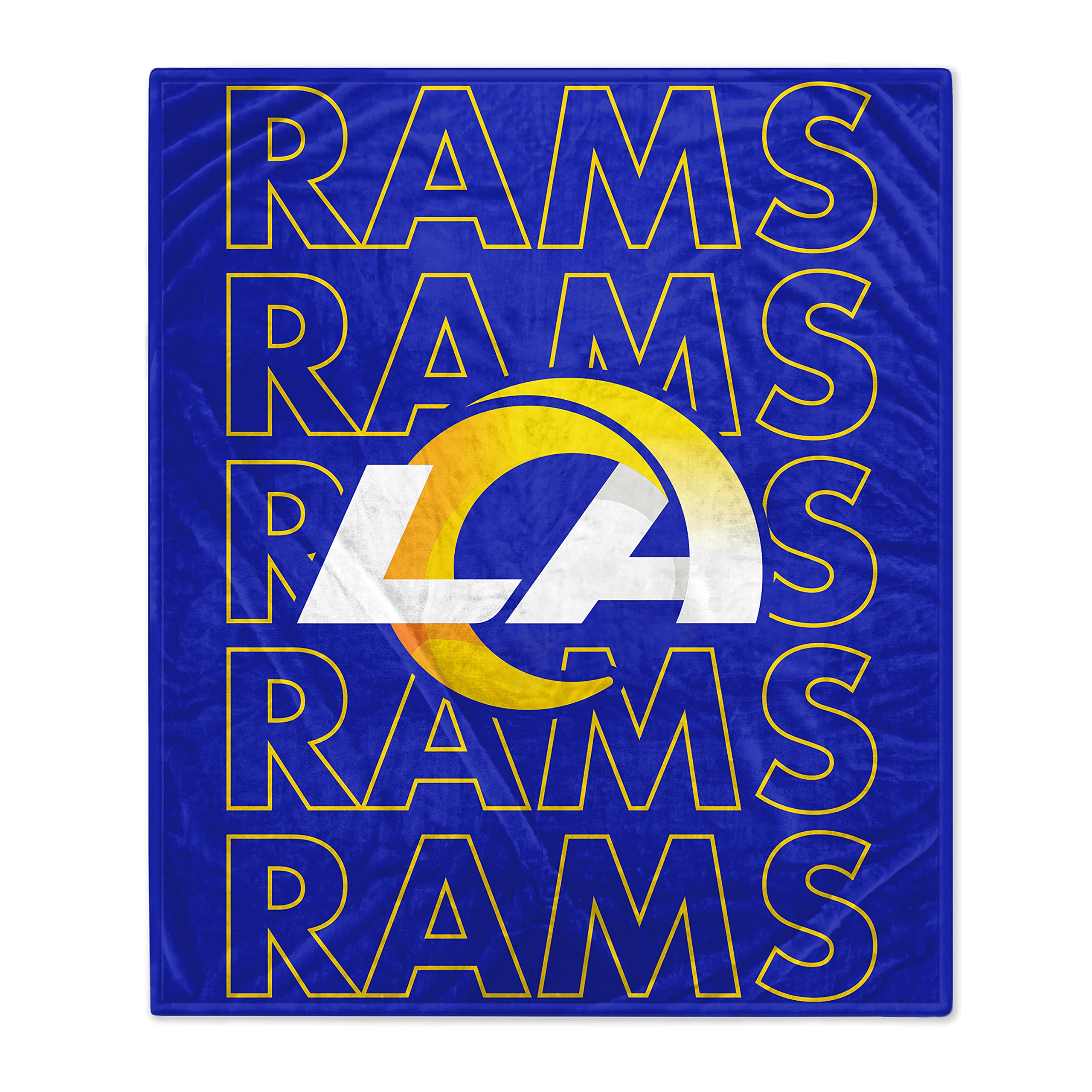 Pegasus Sports NFL Echo Team Wordmark Plush Blanket- Los Angeles Rams, 60x70 - Sports Gifts, Sports Memorabilia, Sports Collectibles, Fan Shop