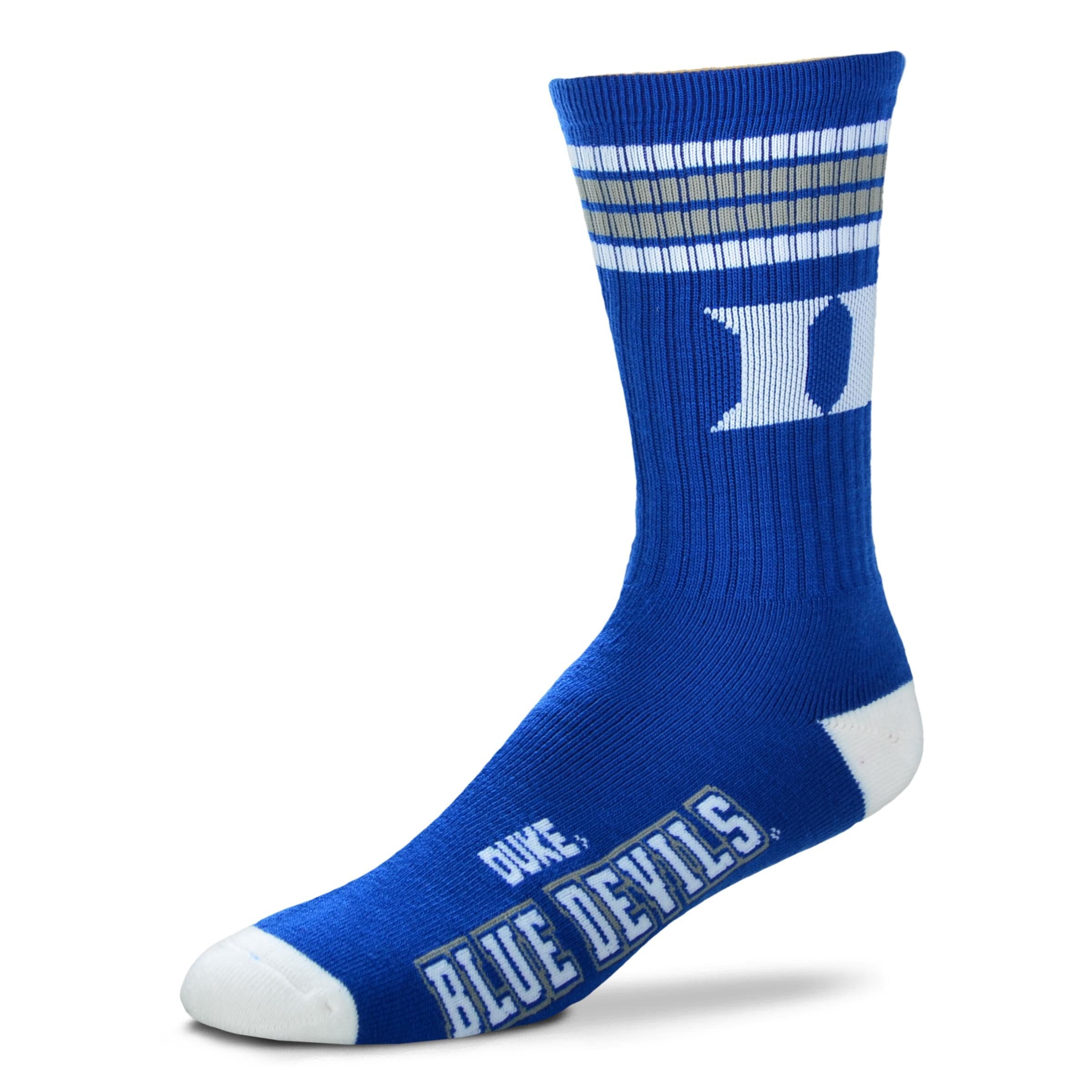 For Bare Feet NCAA Duke Blue Devils 4 Stripe Deuce Crew Sock Team Color LARGE - Sports Gifts, Sports Memorabilia, Sports Collectibles, Fan Shop