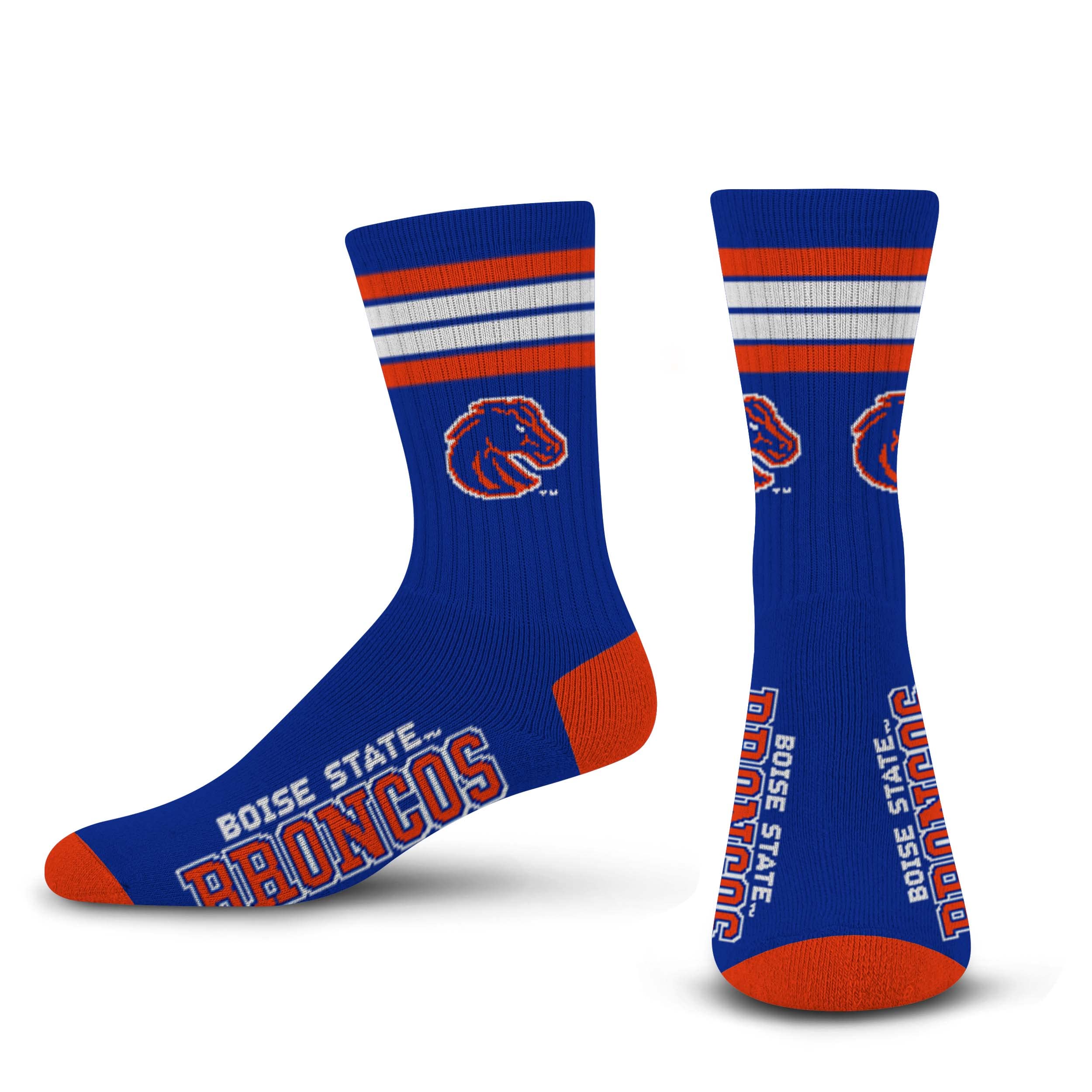 For Bare Feet NCAA Boise State Broncos 4 Stripe Deuce Crew Sock Team Color MEDIUM - Sports Gifts, Sports Memorabilia, Sports Collectibles, Fan Shop