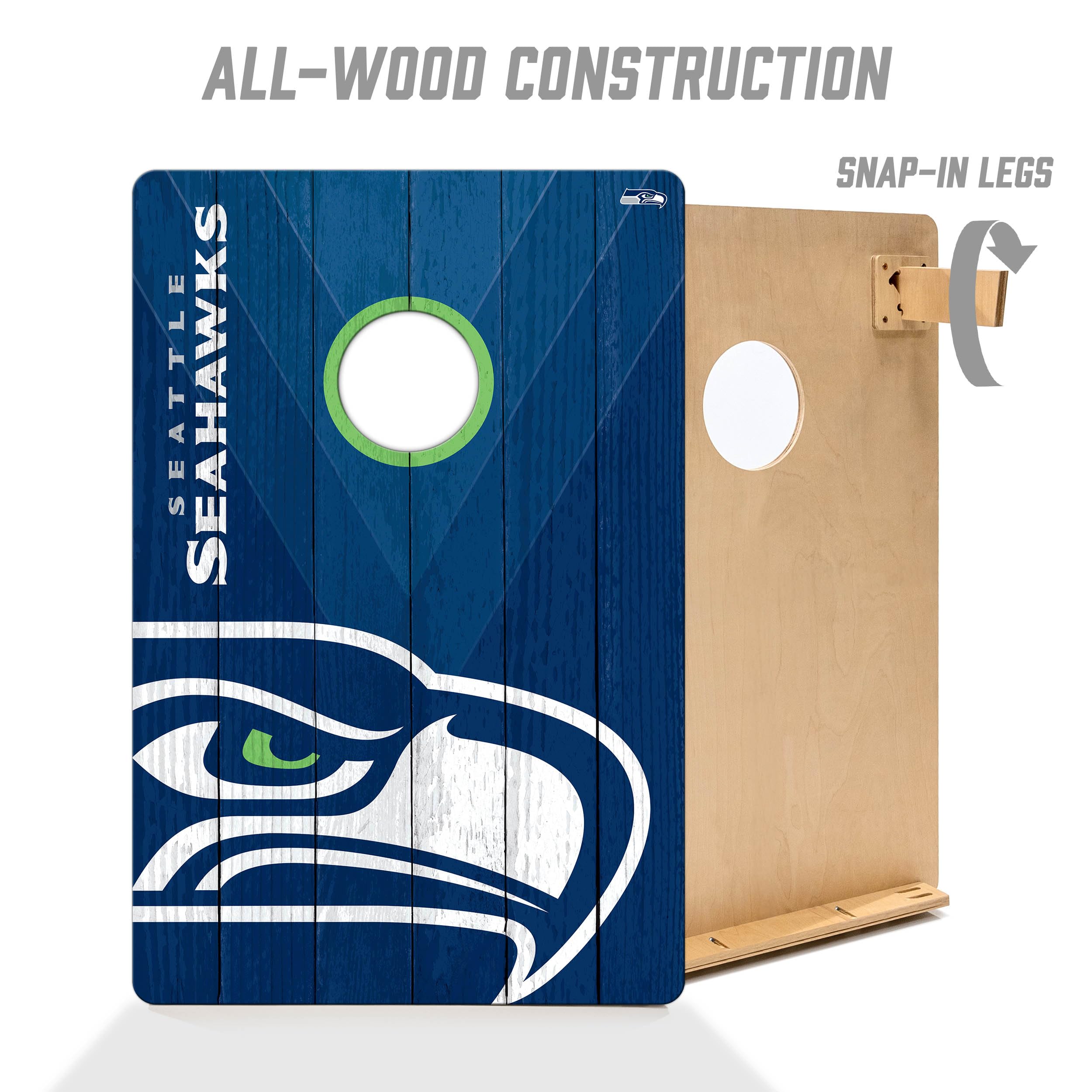 YouTheFan NFL Seattle Seahawks 2’ x 3’ Wood Cornhole Game with Logo Bags - Sports Collectibles, Sports Memorabilia, Sports Fan Shop, Sports Gifts