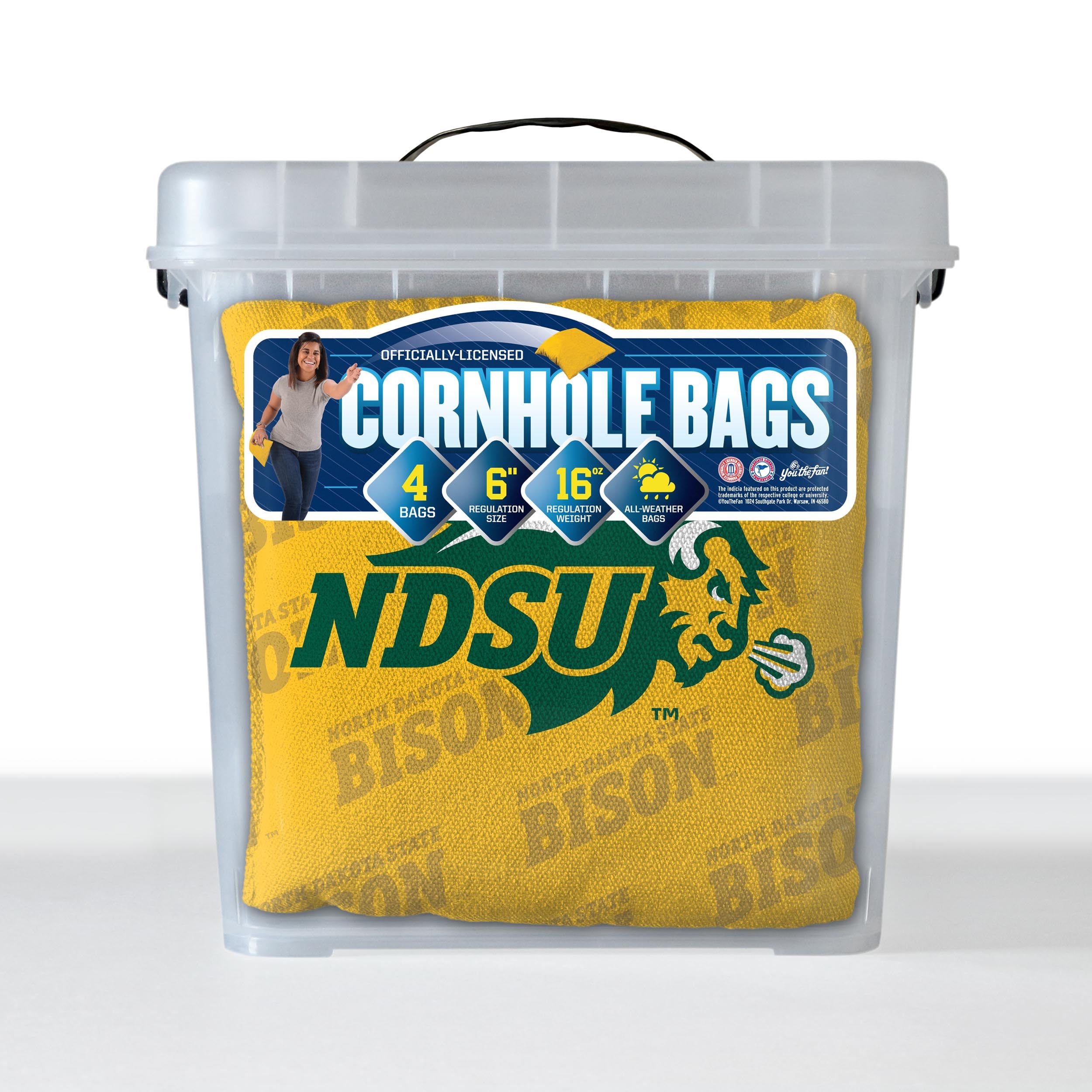 YouTheFan NCAA North Dakota State Bison Cornhole Bags - 4PK - Yellow - Sports Collectibles, Sports Memorabilia, Sports Fan Shop, Sports Gifts