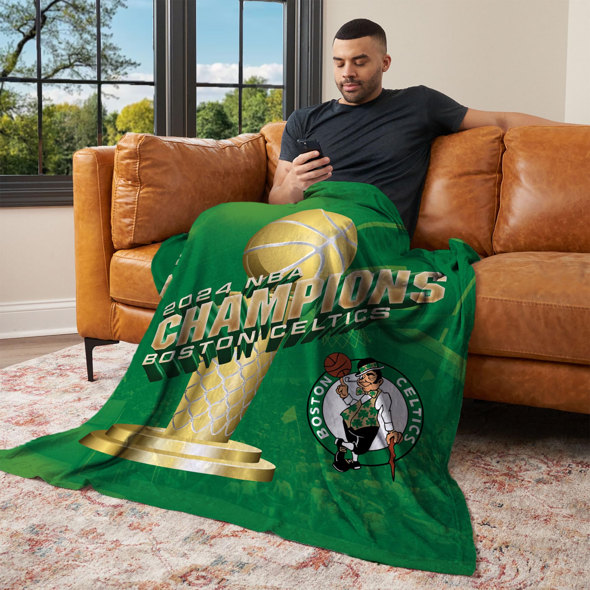 Northwest NBA Boston Celtics NBA Champions 2024 Silk Touch Throw Blanket, 50" x 60", Sovereign - Sports Collectibles, Sports Memorabilia, Sports Fan Shop, Sports Gifts