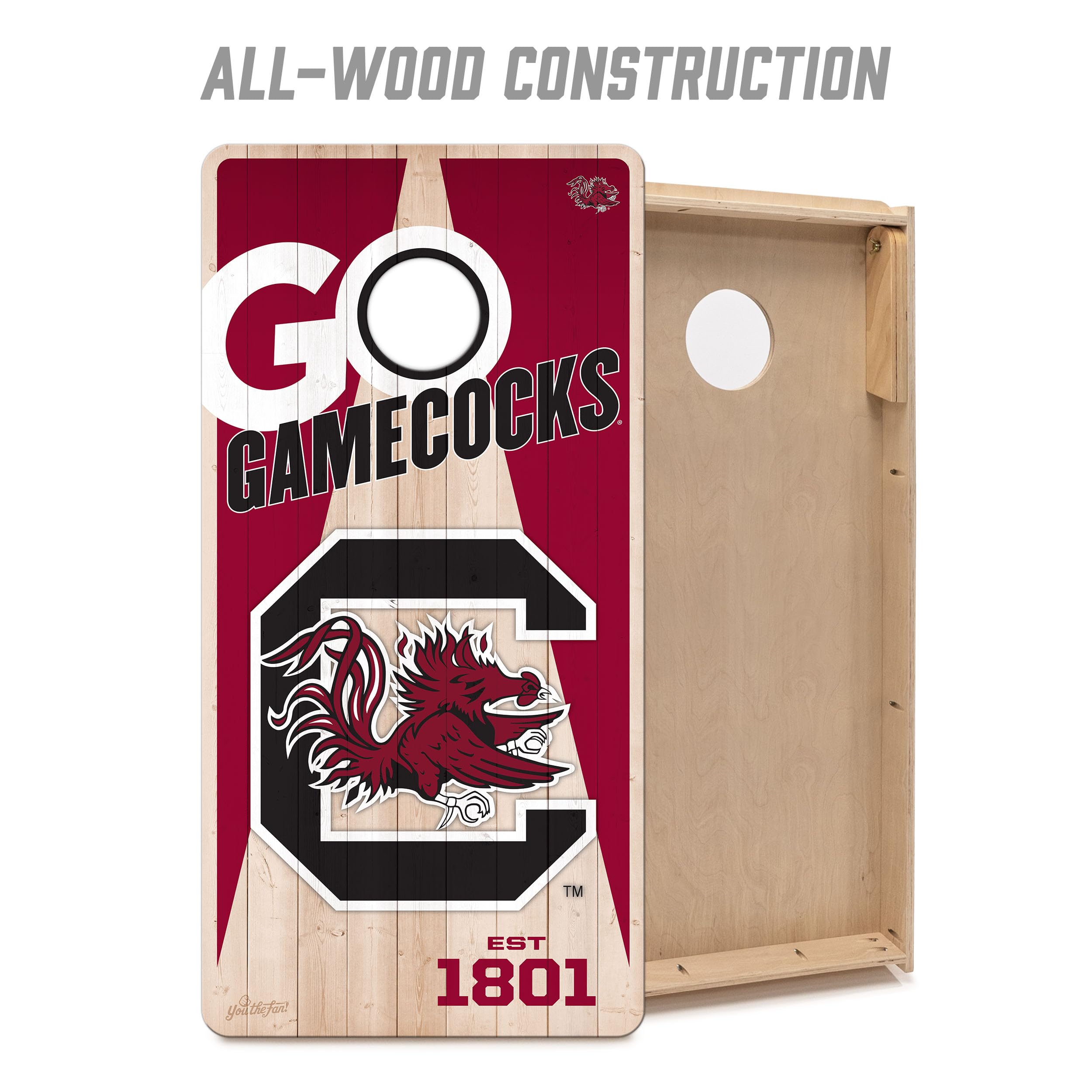 YouTheFan NCAA South Carolina Gamecocks 2’ x 4’ Professional Wood Cornhole Game with Logo Bags - Sports Collectibles, Sports Memorabilia, Sports Fan Shop, Sports Gifts