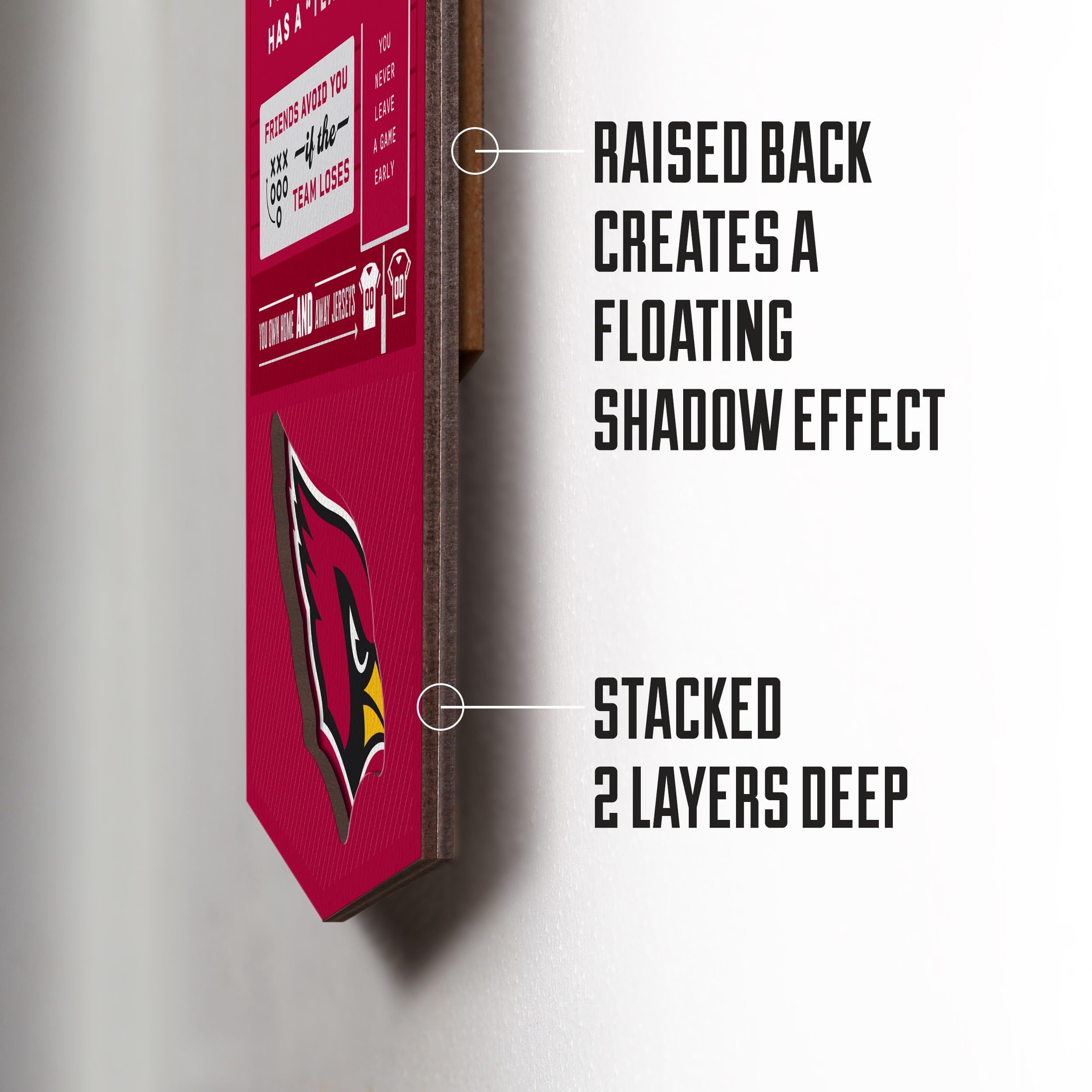 YouTheFan Officially-licensed NFL Arizona Cardinals 6x19 Top 10 Signs Banner - humorous descriptions - fun sports fan phrases, original design, indoor team wall decor fan gift - Sports Collectibles, Sports Memorabilia, Sports Fan Shop, Sports Gifts