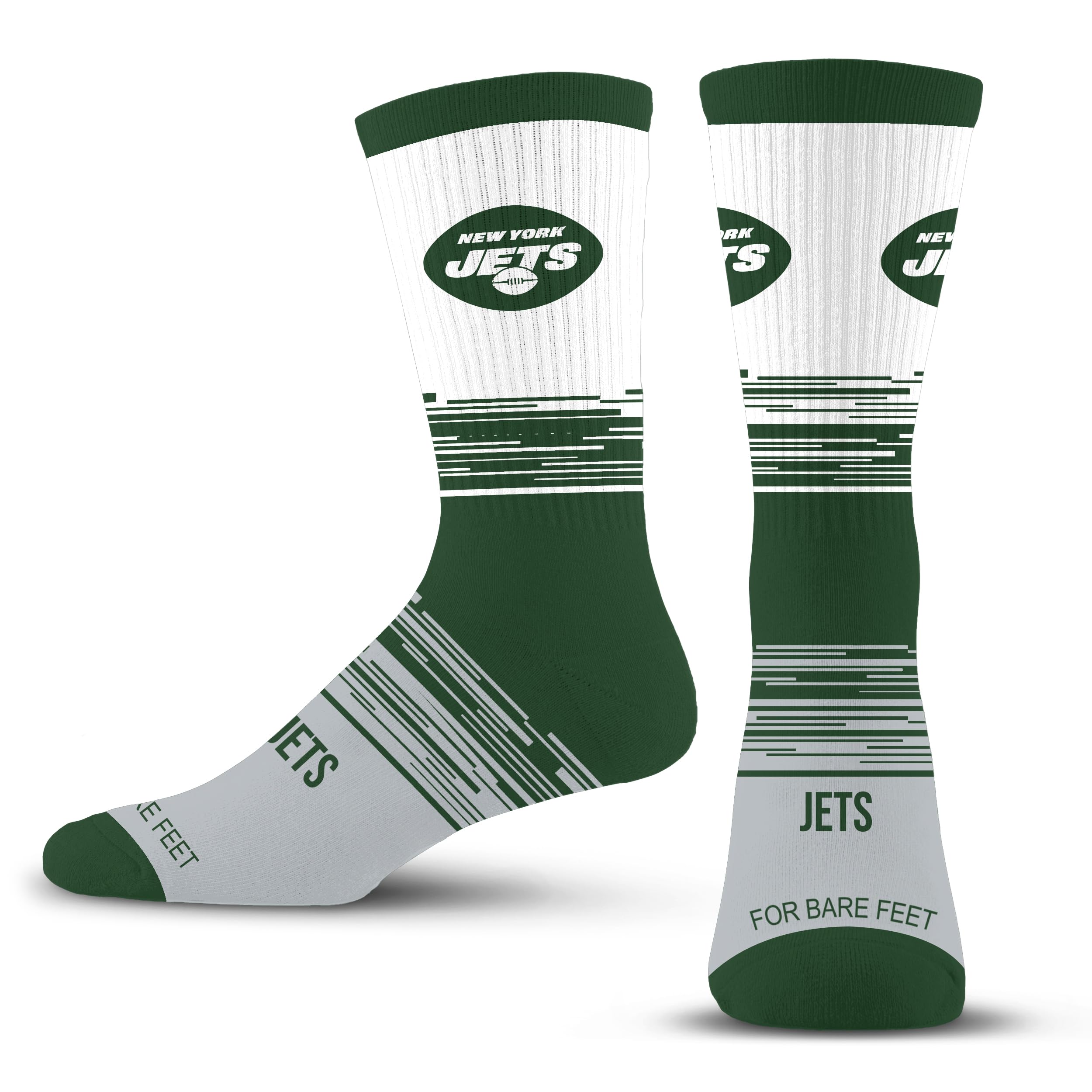 For Bare Feet NFL NEW YORK JETS Elevate Premium Dress Crew Sock Team Color Large - Sports Gifts, Sports Memorabilia, Sports Collectibles, Fan Shop