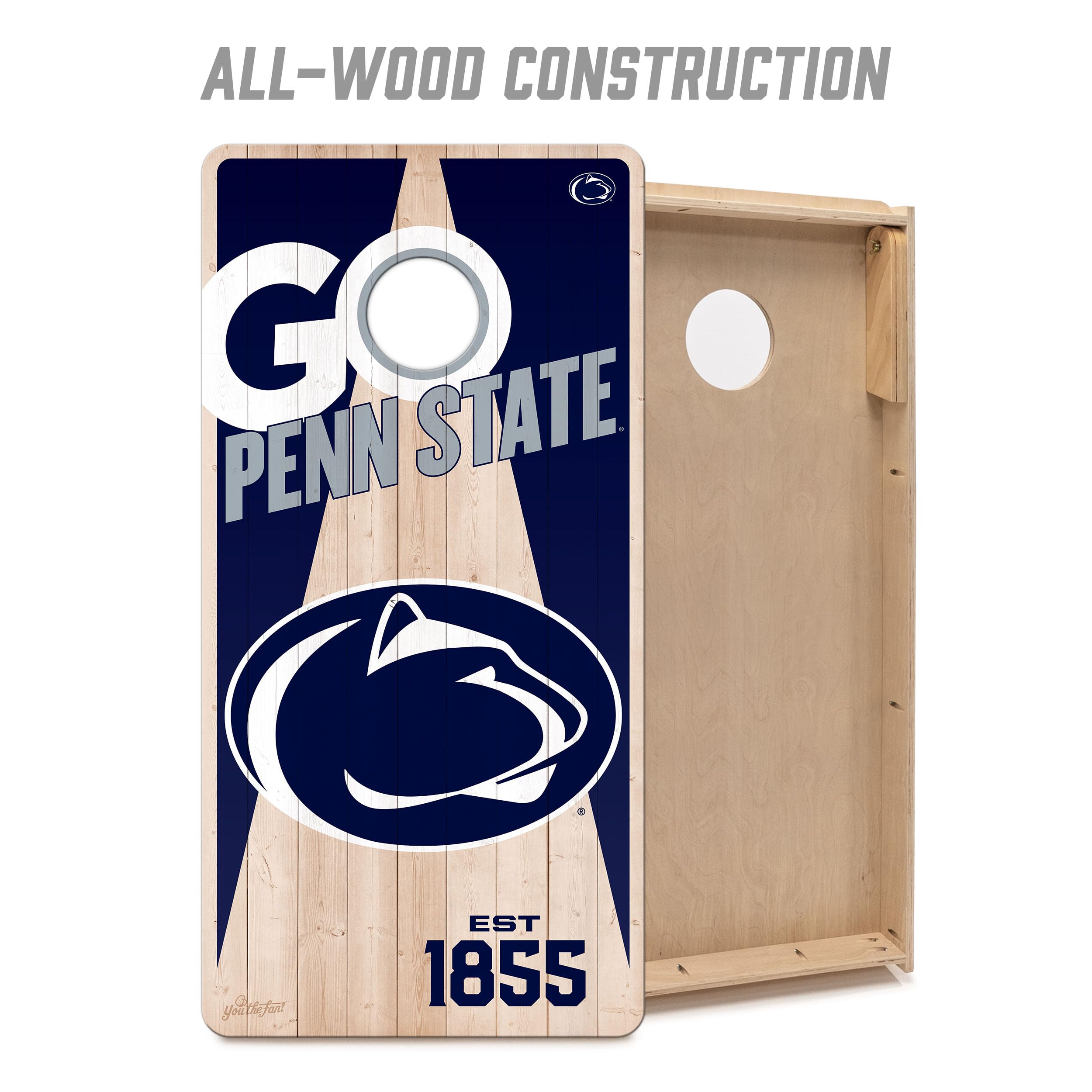 YouTheFan NCAA Penn State Nittany Lions 2’ x 4’ Professional Wood Cornhole Game with Logo Bags - Sports Collectibles, Sports Memorabilia, Sports Fan Shop, Sports Gifts