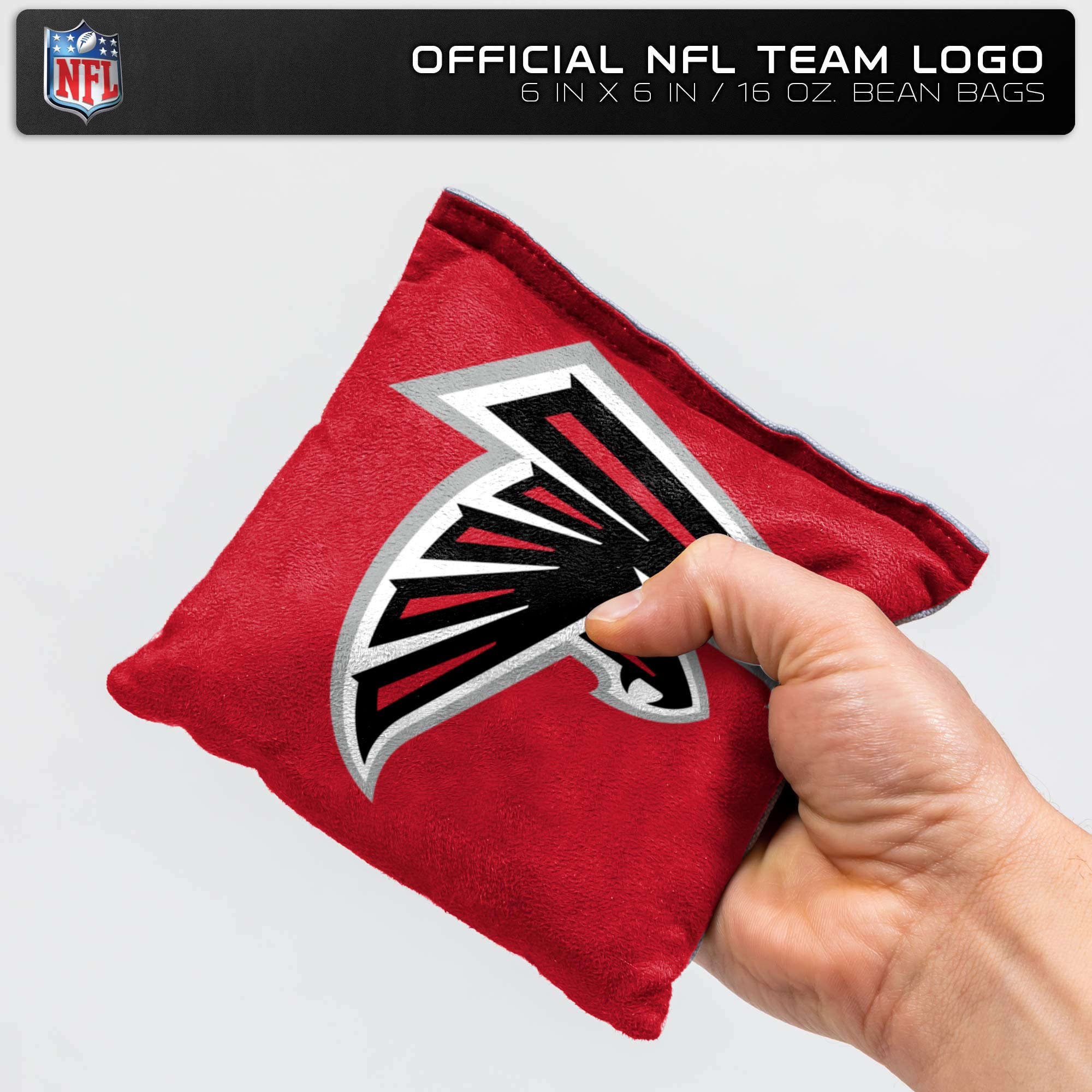 NFL Pro Football Atlanta Falcons Dual-Sided Bean Bags by Wild Sports, 4 Pack - Premium Toss Bags for Cornhole Sets - Sports Collectibles, Sports Memorabilia, Sports Fan Shop, Sports Gifts