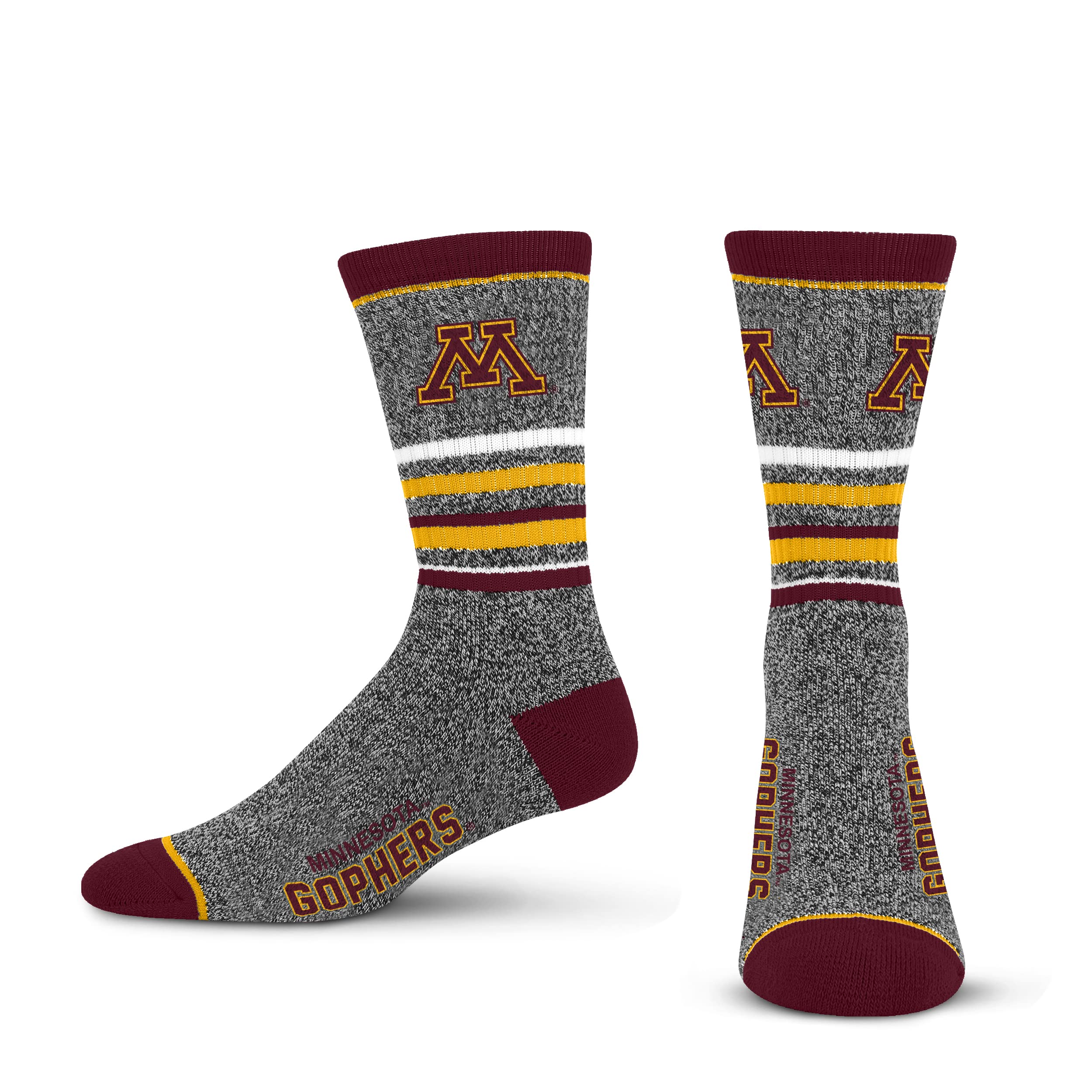 For Bare Feet Mens NCAA Minnesota Golden Gophers 5 Star Crew Sock Marble Grey Large - Sports Gifts, Sports Memorabilia, Sports Collectibles, Fan Shop
