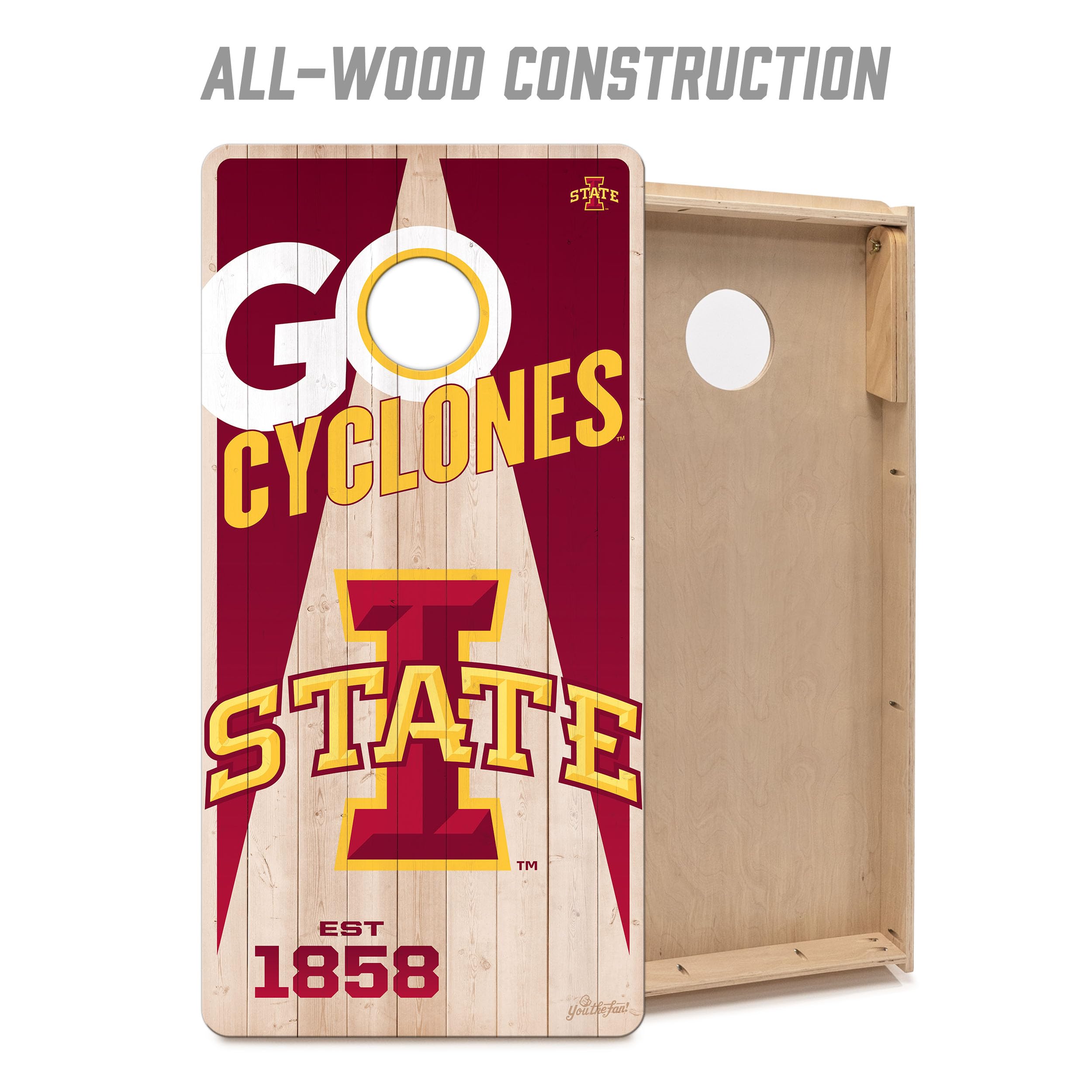 YouTheFan NCAA Iowa State Cyclones 2’ x 4’ Professional Wood Cornhole Game with Logo Bags - Sports Collectibles, Sports Memorabilia, Sports Fan Shop, Sports Gifts