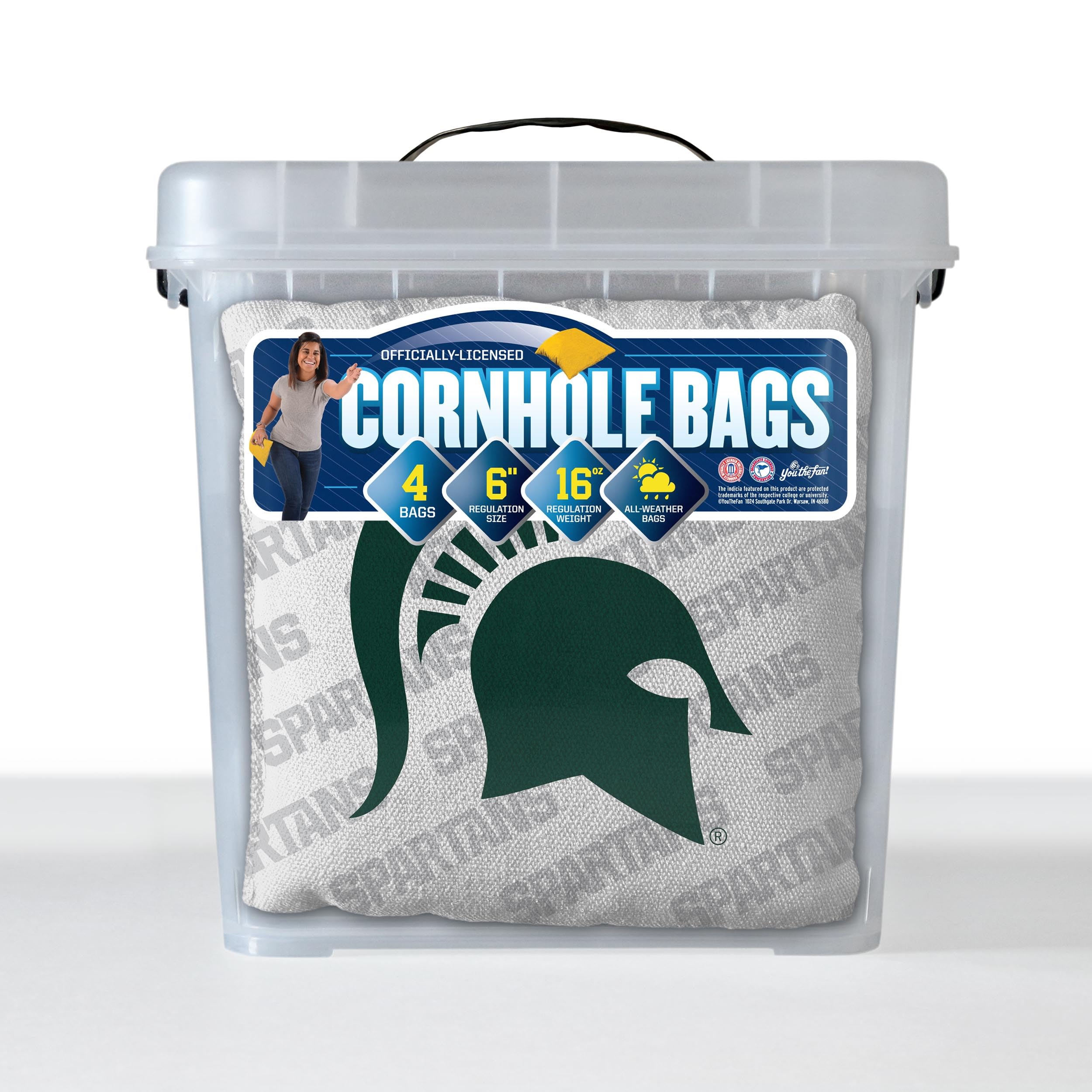 YouTheFan NCAA Michigan State Spartans Cornhole Bags - 4PK - White - Sports Collectibles, Sports Memorabilia, Sports Fan Shop, Sports Gifts