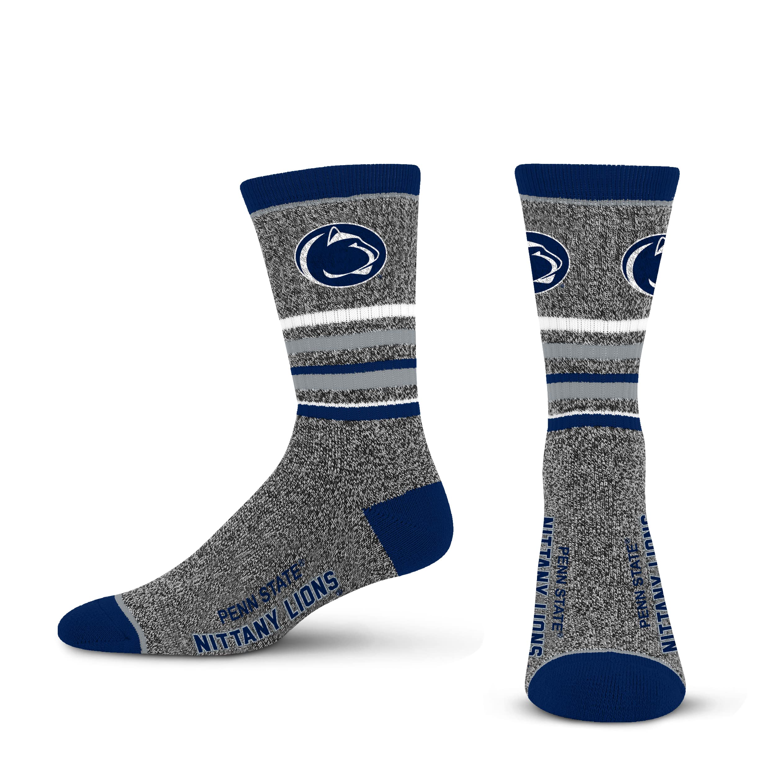 For Bare Feet Mens NCAA Penn State Nittany Lions 5 Star Crew Sock Marble Grey Large - Sports Gifts, Sports Memorabilia, Sports Collectibles, Fan Shop