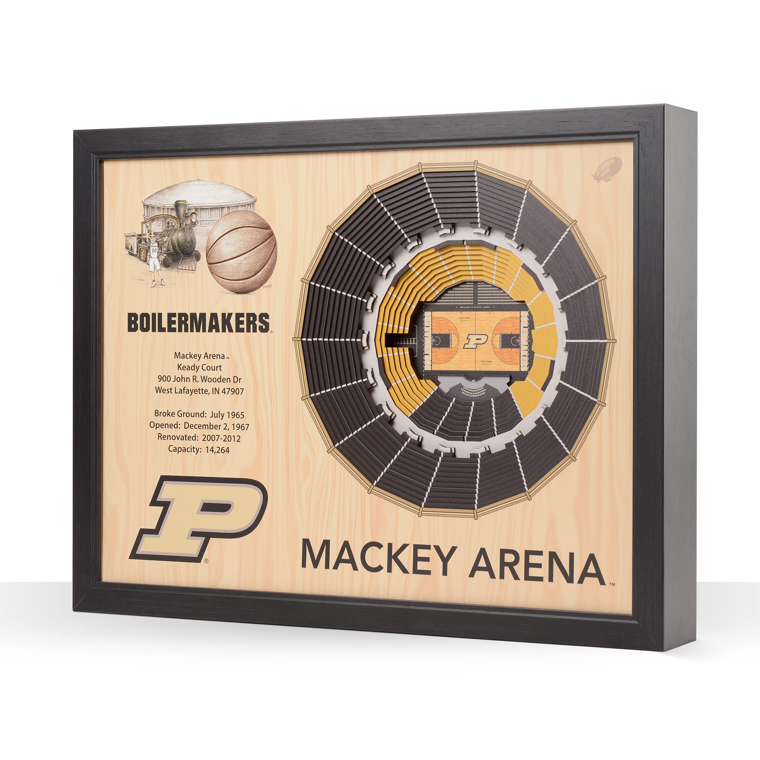 YouTheFan NCAA Purdue Boilermakers 25-Layer StadiumViews 3D Wall Art - Mackey Arena , Brown - Sports Collectibles, Sports Memorabilia, Sports Fan Shop, Sports Gifts