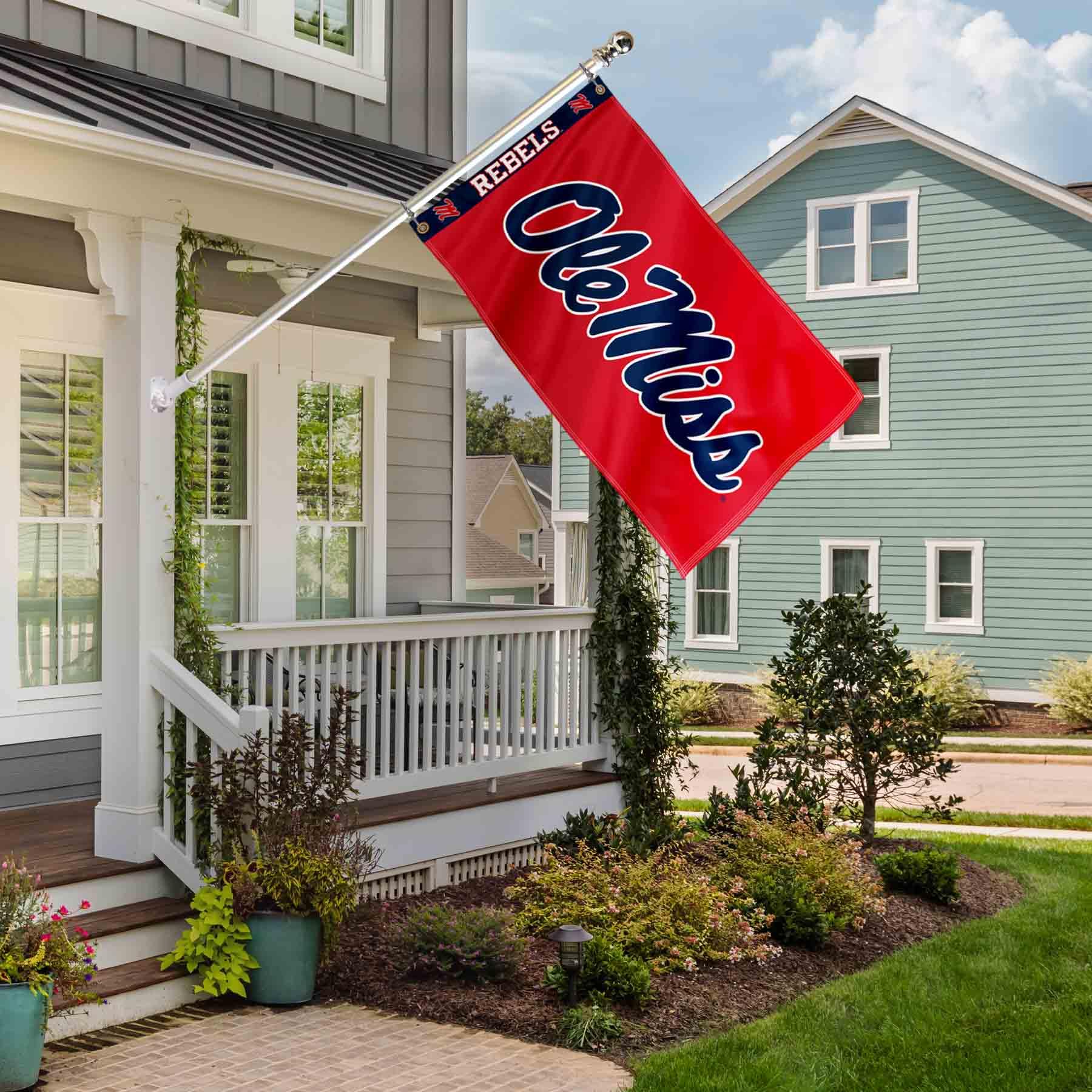 College Flags & Banners Co. Ole Miss Printed Header 3x5 Foot Banner Flag - Sports Collectibles, Sports Memorabilia, Sports Fan Shop, Sports Gifts