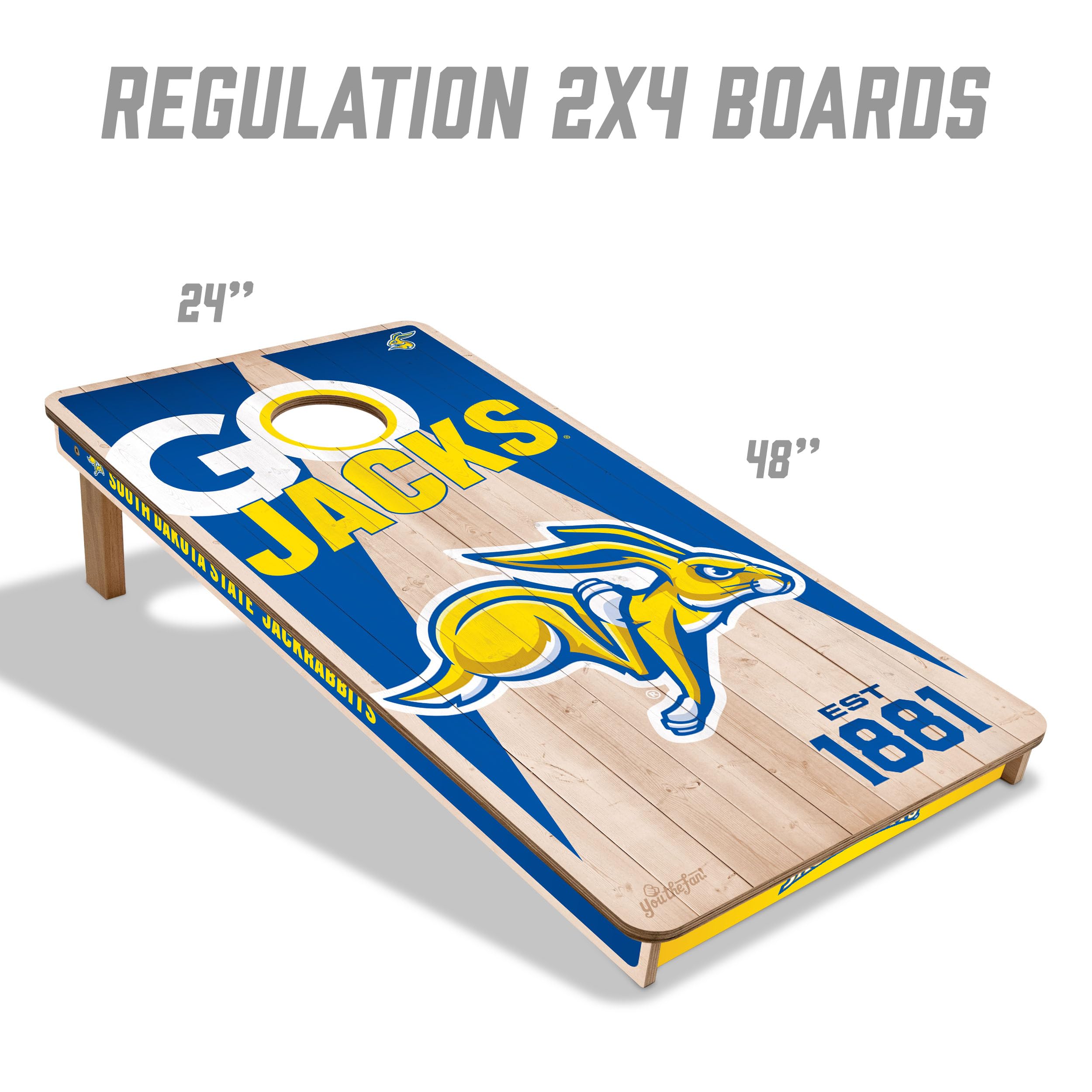 YouTheFan NCAA South Dakota State Jackrabbits 2’ x 4’ Professional Wood Cornhole Game with Logo Bags - Sports Collectibles, Sports Memorabilia, Sports Fan Shop, Sports Gifts
