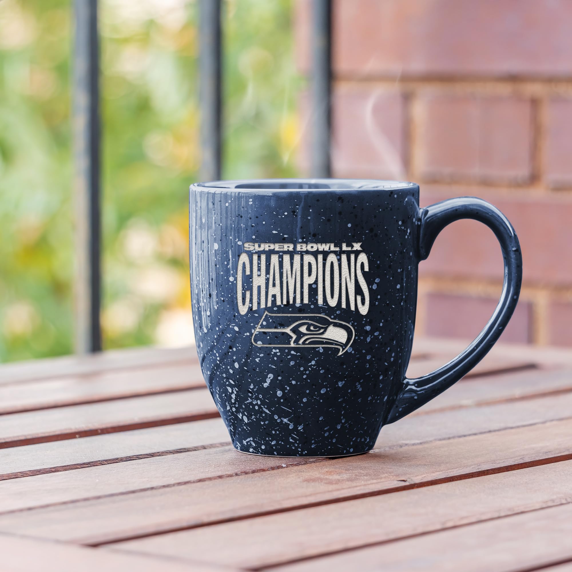 Rico Industries NFL Football Seattle Seahawks 2026 Super Bowl LX Champions 16 oz Team Color Laser Engraved Speckled Ceramic Coffee Mug - Sports Gifts, Sports Memorabilia, Sports Collectibles, Fan Shop