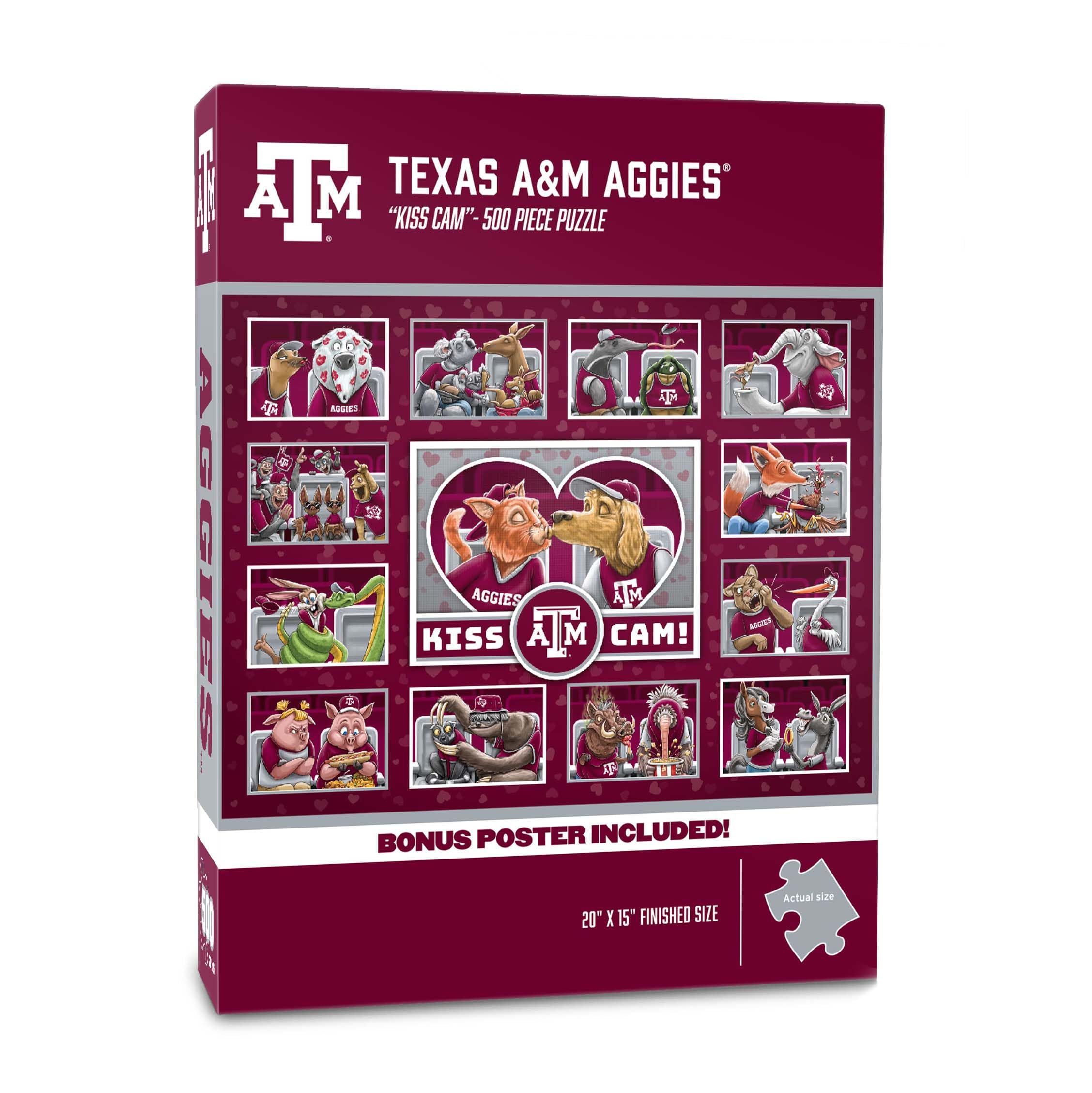 YouTheFan NCAA Texas A&M Aggies Kiss Cam 500pc Puzzle - Sports Collectibles, Sports Memorabilia, Sports Fan Shop, Sports Gifts