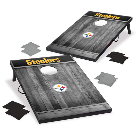Wild Sports 2'x3' MDF Wood NFL Pittsburgh Steelers Cornhole Set - Grey Wood Design - Sports Collectibles, Sports Memorabilia, Sports Fan Shop, Sports Gifts