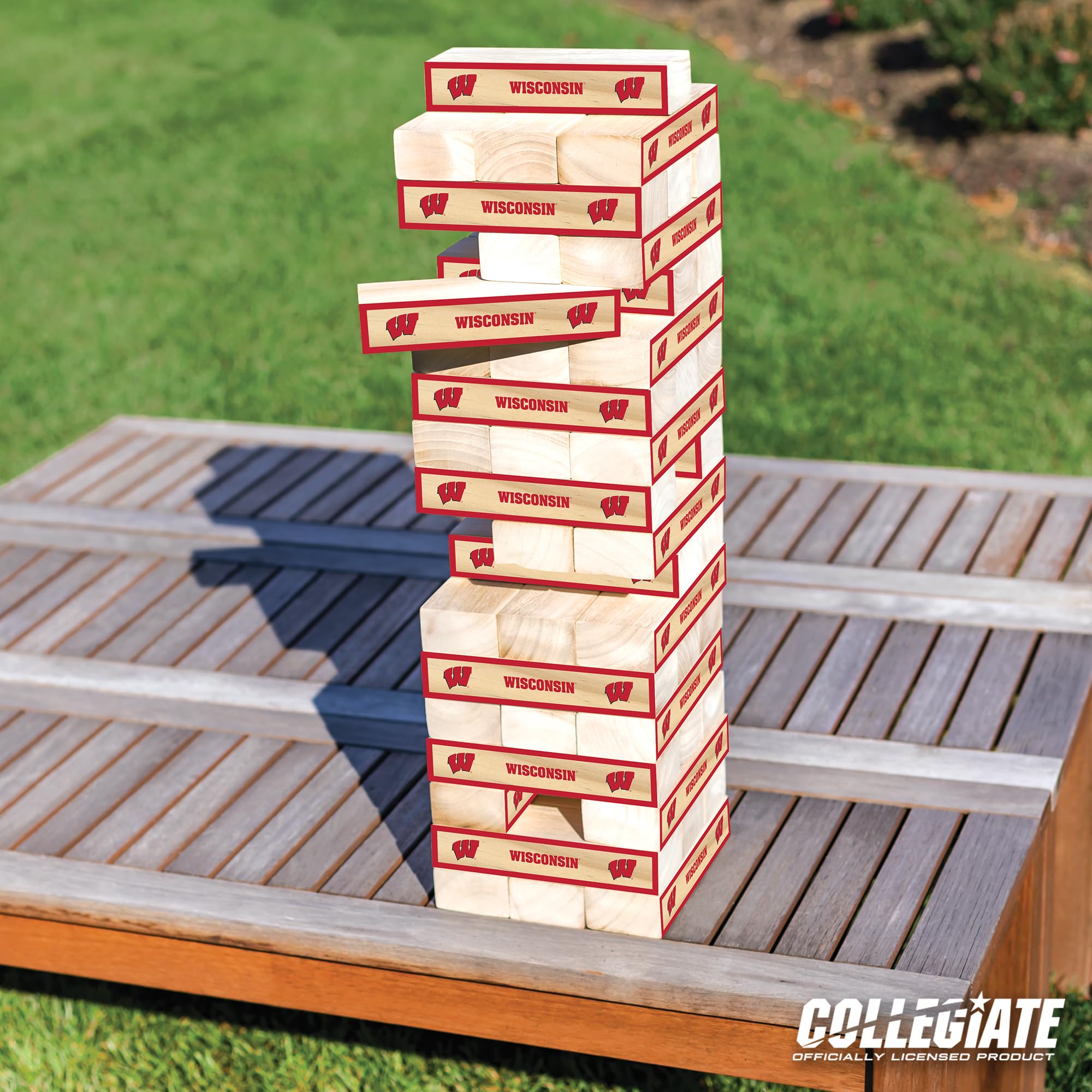 Wild Sports NCAA Wisconsin Badgers Giant Stacking Wooden Blocks – Tumbling Tower Classic Family Game Stacks Over 5 ft. High – Great Gift for Any College Football Fan! - Sports Collectibles, Sports Memorabilia, Sports Fan Shop, Sports Gifts