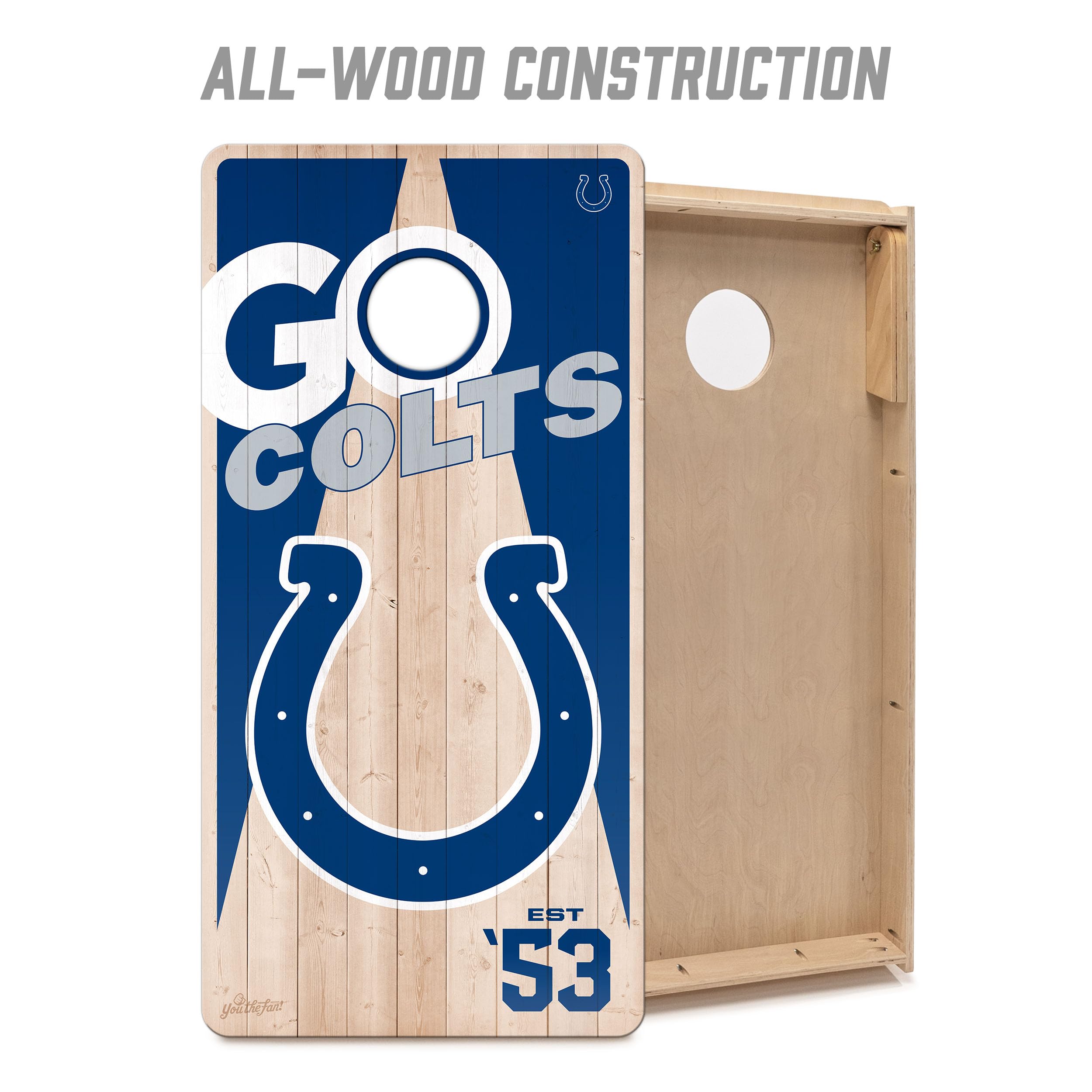 YouTheFan NFL Indianapolis Colts 2’ x 4’ Professional Wood Cornhole Game with Logo Bags - Sports Collectibles, Sports Memorabilia, Sports Fan Shop, Sports Gifts