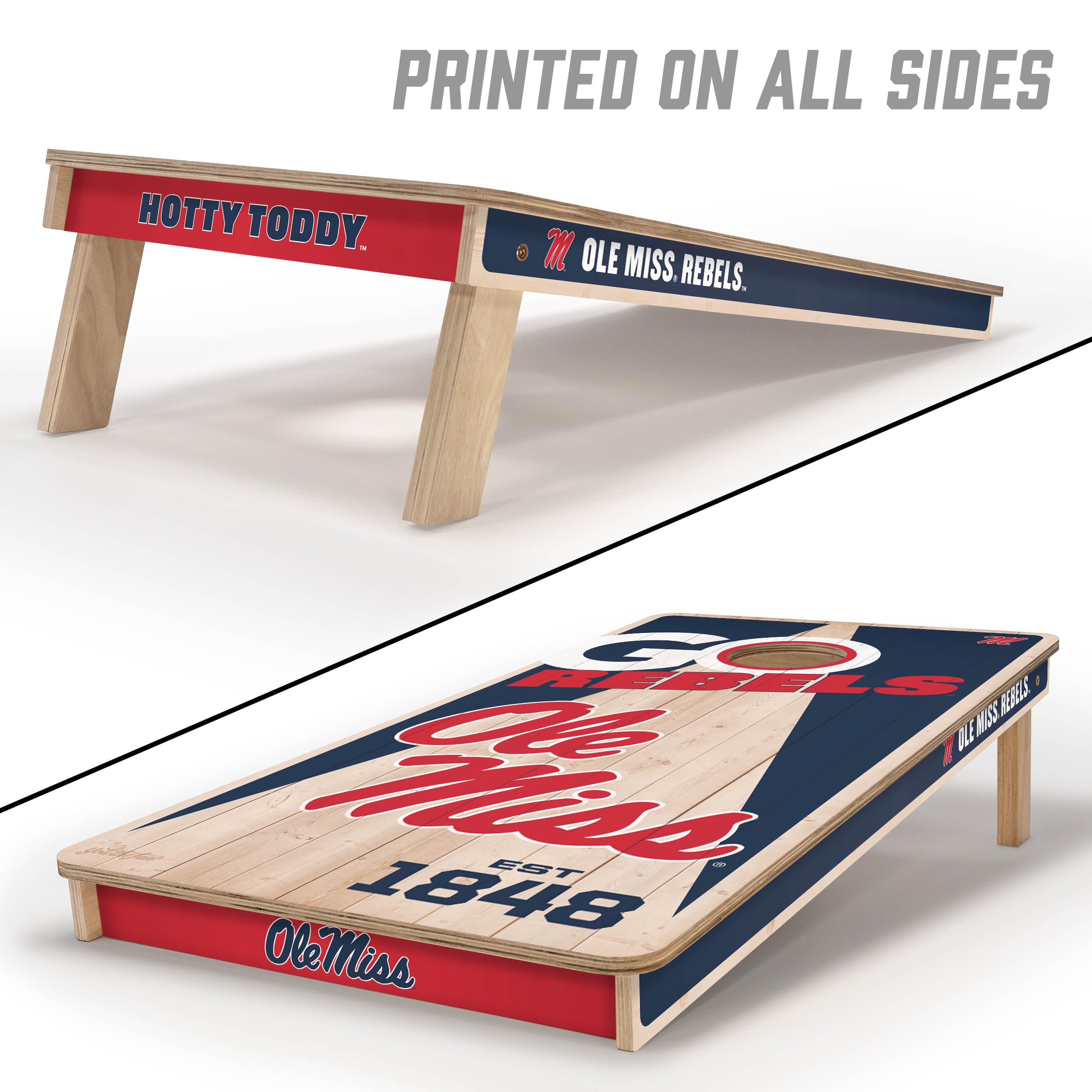 YouTheFan NCAA Mississippi Rebels 2’ x 4’ Professional Wood Cornhole Game with Logo Bags - Sports Collectibles, Sports Memorabilia, Sports Fan Shop, Sports Gifts