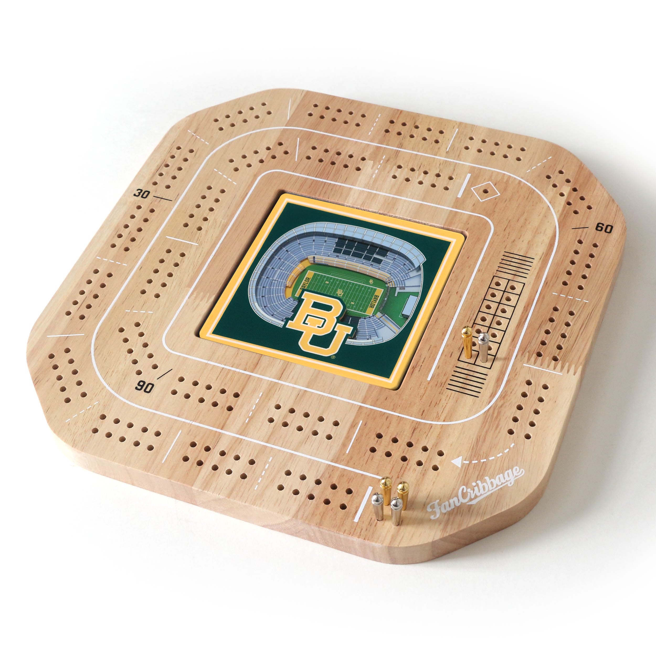 YouTheFan NCAA Baylor Bears Licensed Fan Cribbage Wood Board Game - Sports Collectibles, Sports Memorabilia, Sports Fan Shop, Sports Gifts