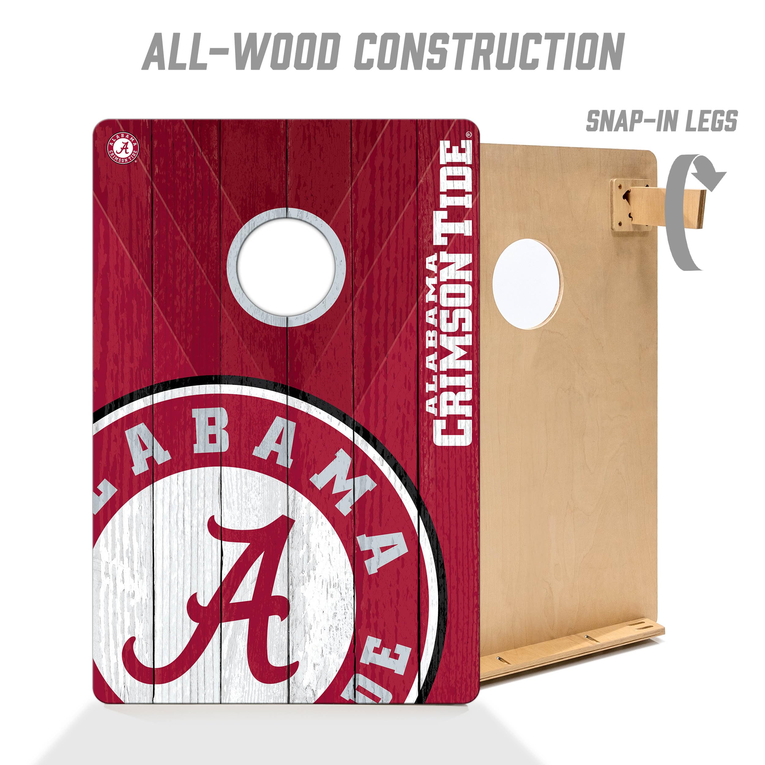 YouTheFan NCAA Alabama Crimson Tide 2’ x 3’ Wood Cornhole Game with Logo Bags - Sports Collectibles, Sports Memorabilia, Sports Fan Shop, Sports Gifts