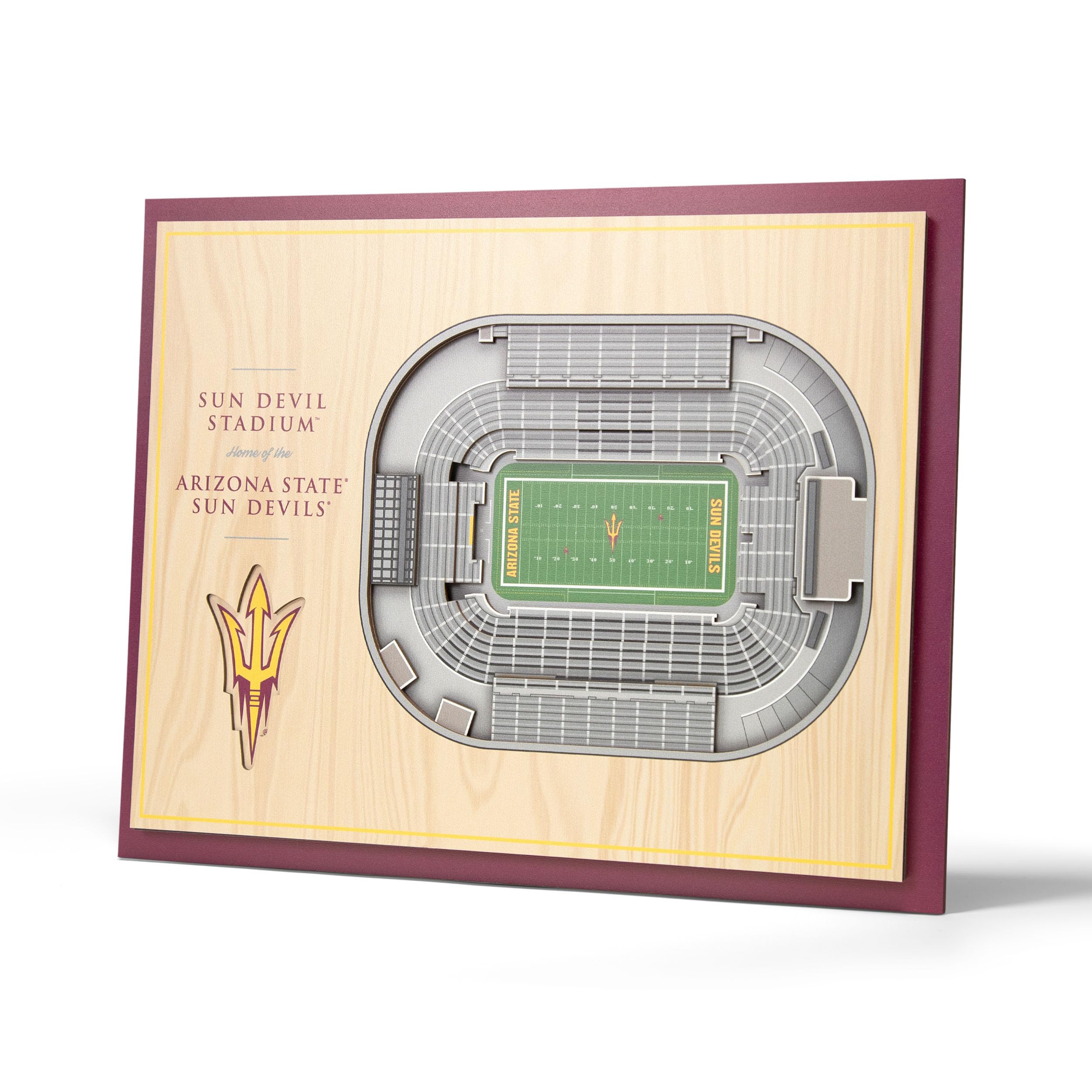 YouTheFan NCAA Arizona State Sun Devils 5-Layer StadiumView 3D Wall Art - Sun Devil Football Stadium - Sports Collectibles, Sports Memorabilia, Sports Fan Shop, Sports Gifts