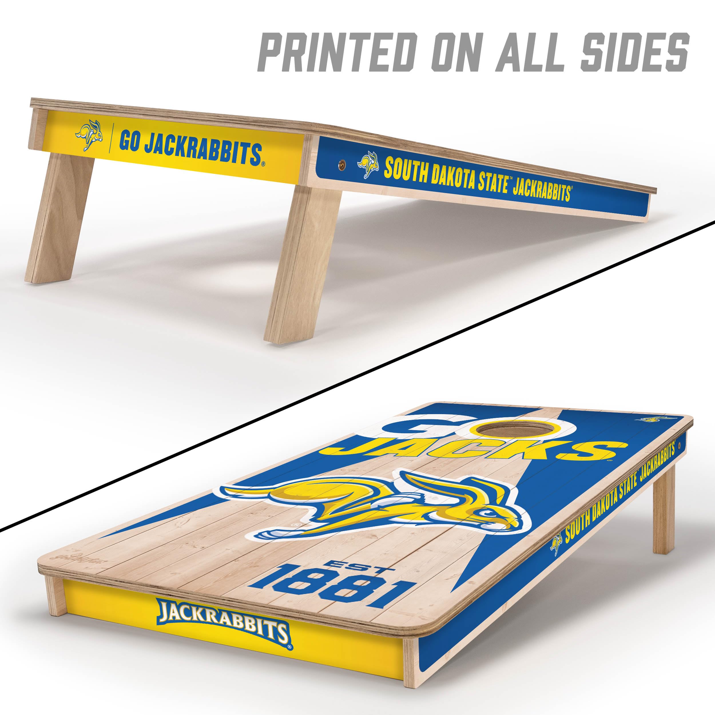 YouTheFan NCAA South Dakota State Jackrabbits 2’ x 4’ Professional Wood Cornhole Game with Logo Bags - Sports Collectibles, Sports Memorabilia, Sports Fan Shop, Sports Gifts