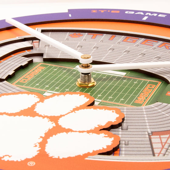 YouTheFan NCAA Clemson Tigers 3D StadiumView Clock - Sports Gifts, Sports Memorabilia, Sports Collectibles, Fan Shop